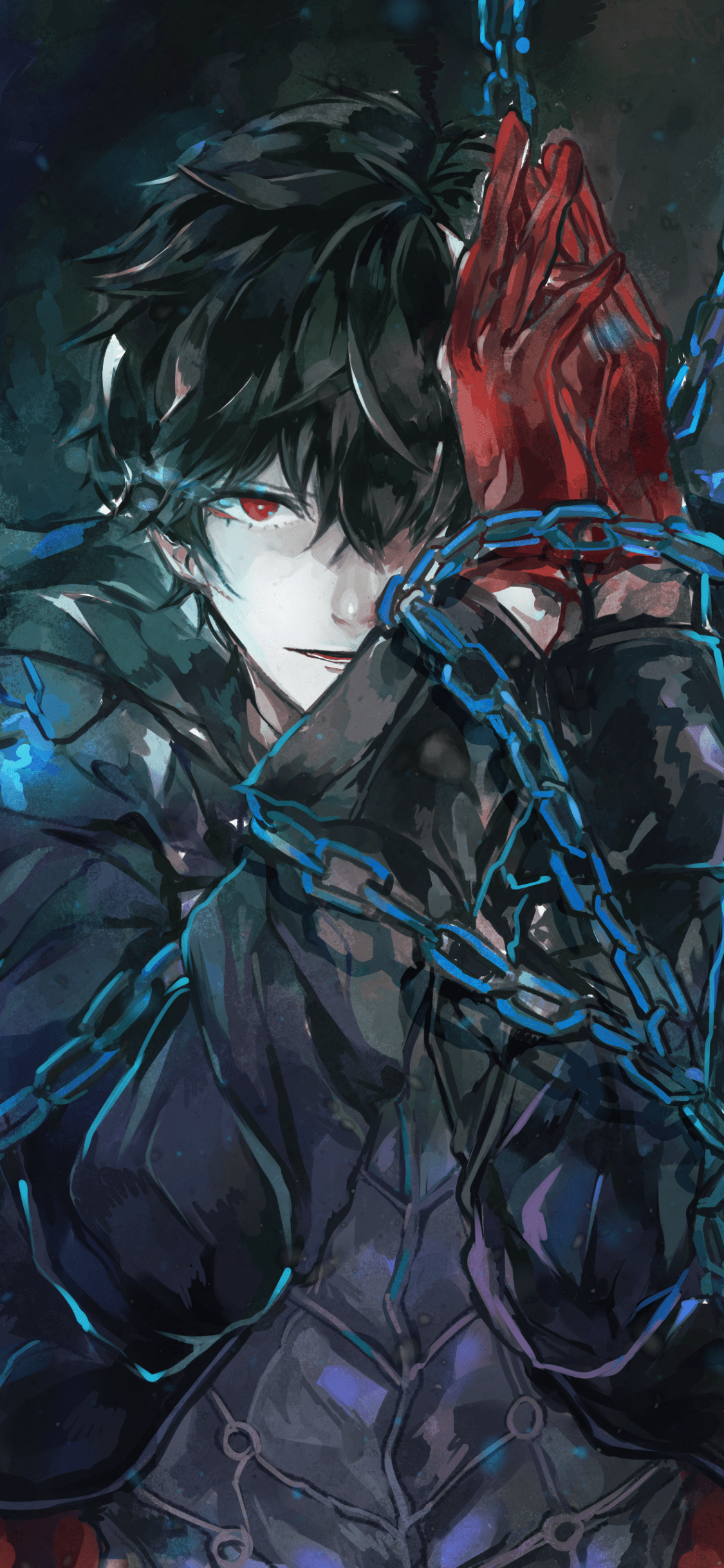 1125x2436 Download 1125x2436 Kurusu Akira, Persona Joker, Anime Games, Chains, Protagonist Wallpaper for iPhone 11 Pro & X