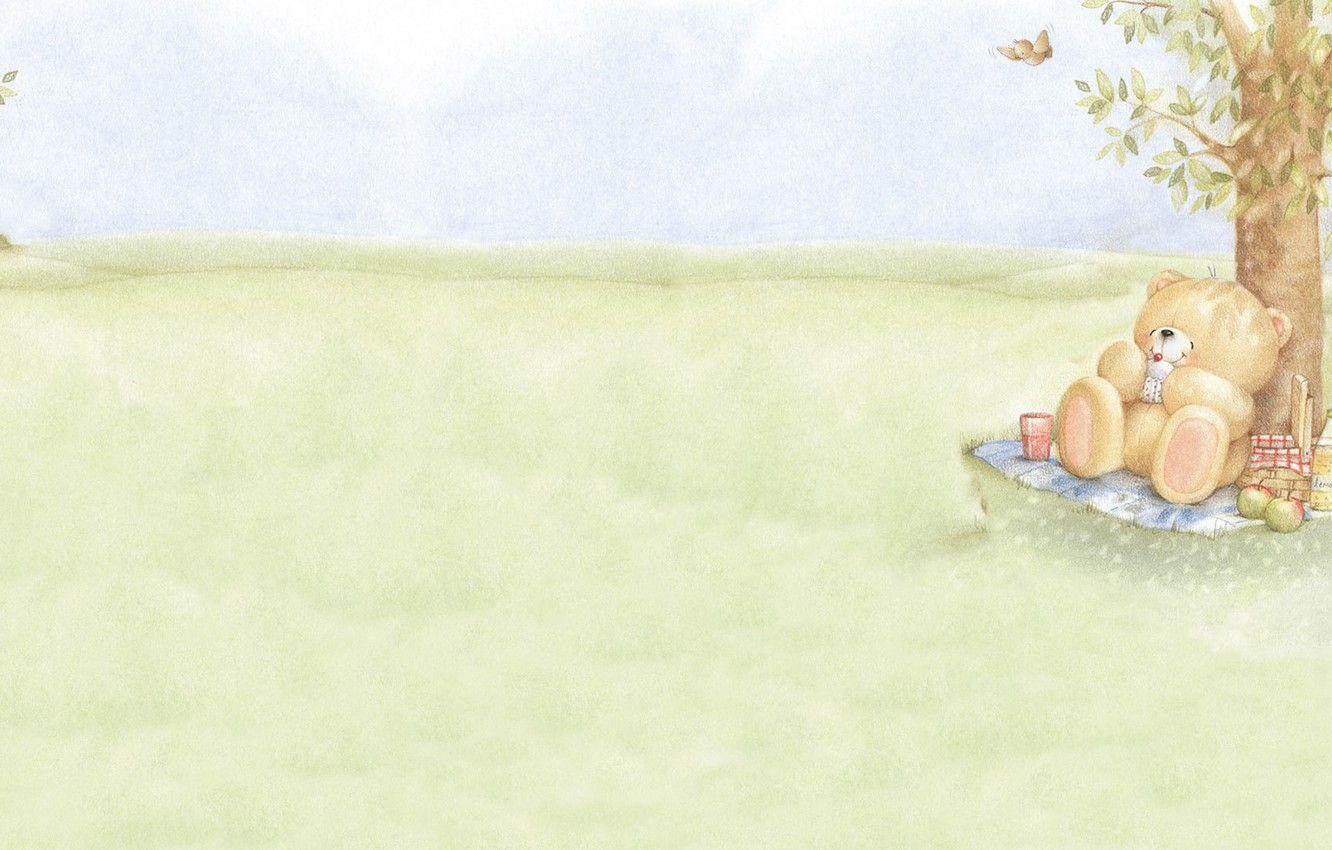 1332x850 Wallpaper summer, nature, mood, art, bear, picnic, children's