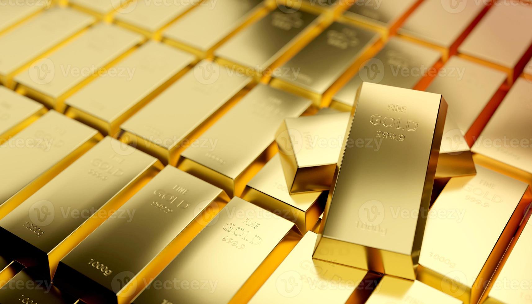 1715x980 Financial concepts stack of fine gold bar, gold brick block ingot or bullion background. 3D illustration