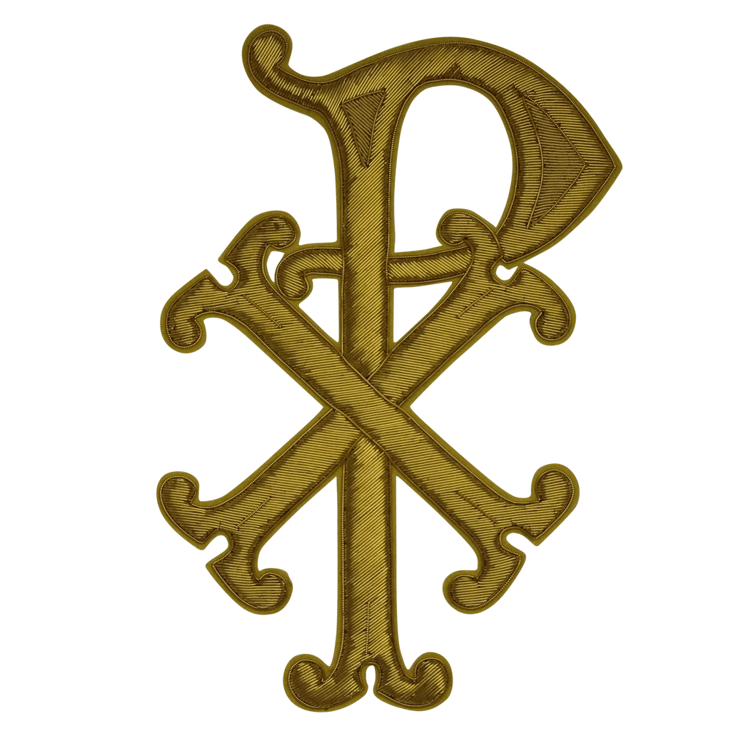 1024x1024 Chi Rho Bullion Gold Applique for Liturgical Vestments and Chasubles