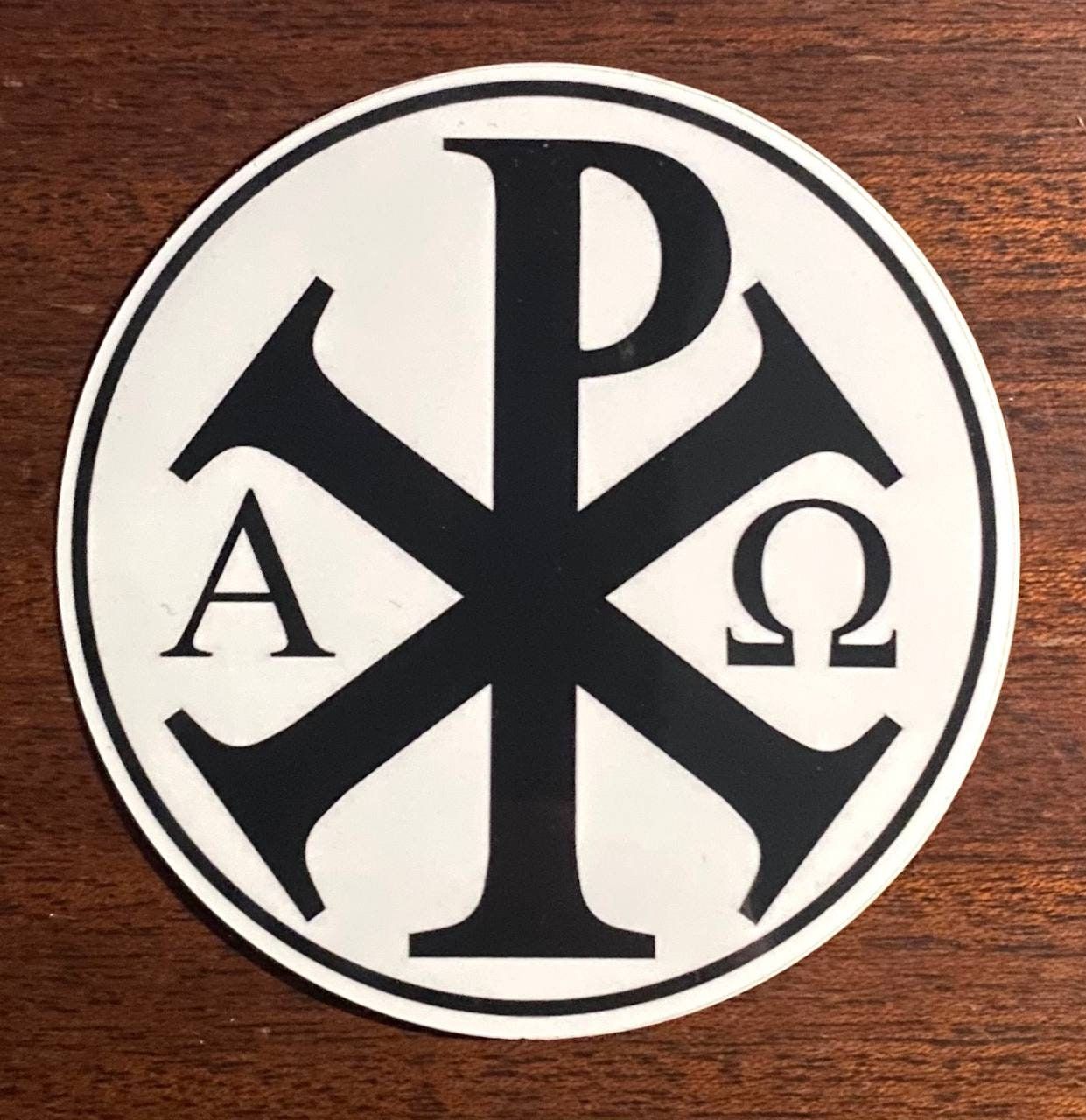 1241x1280 Chi Rho Sticker, Alpha and Omega, Christian