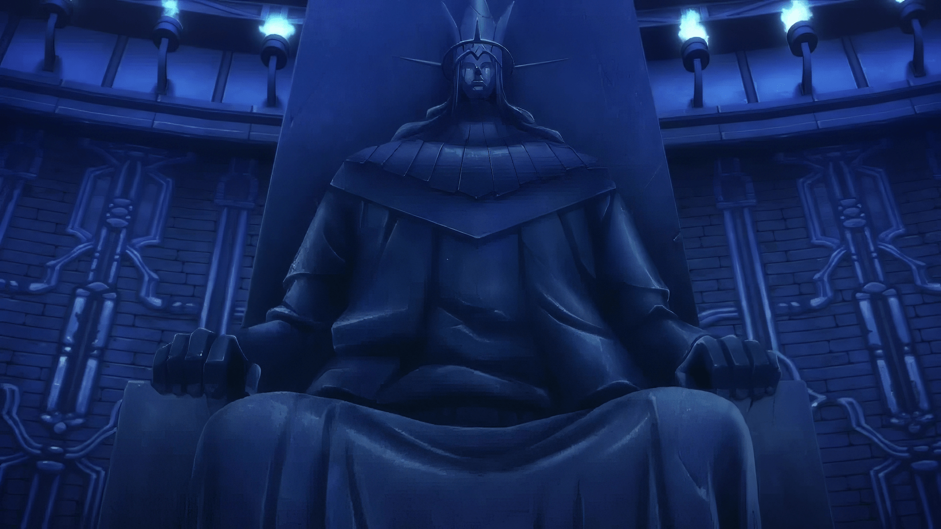 1920x1080 HD Wallpaper of the God Statue from Solo Levelingx1080