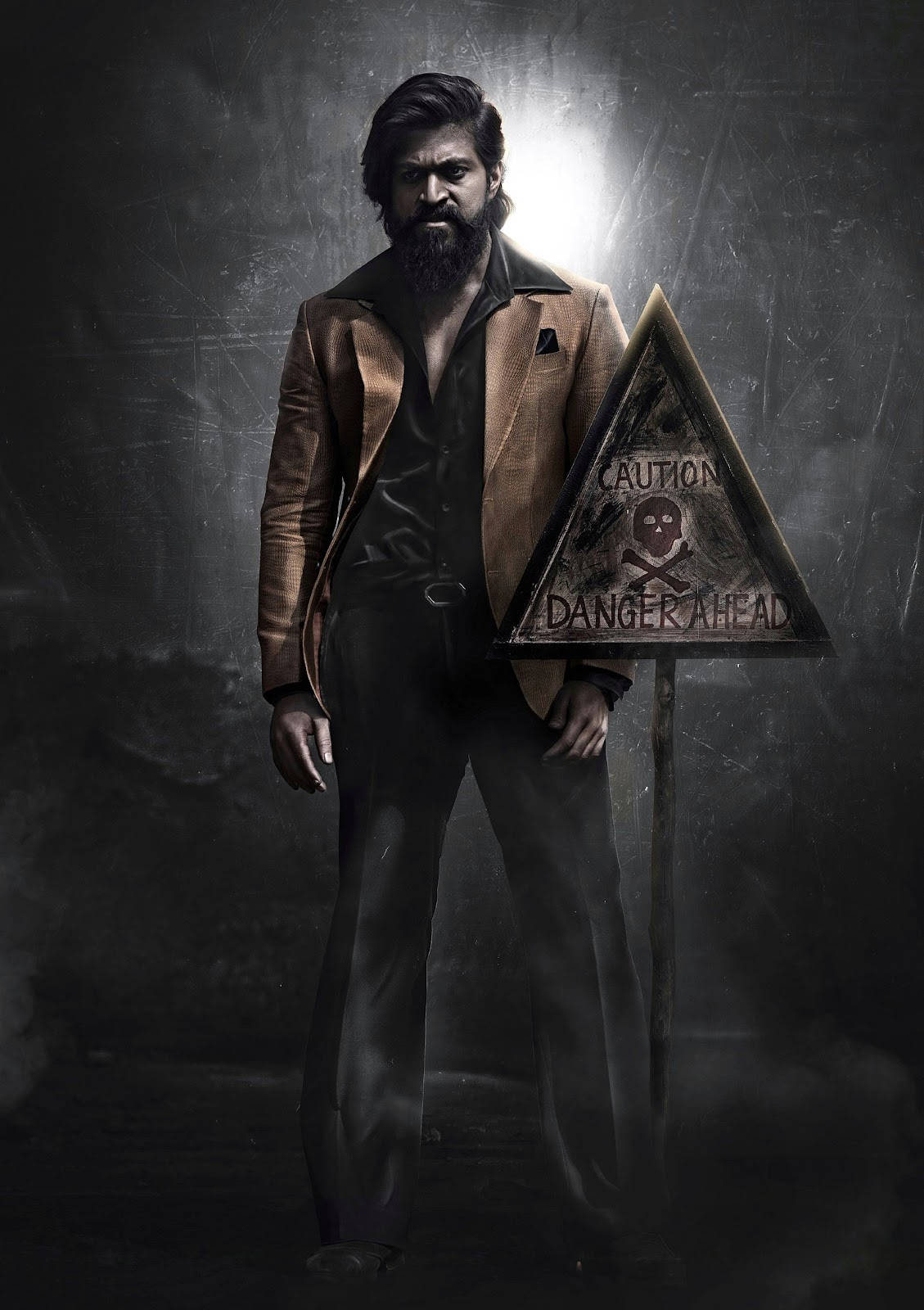 1129x1600 Download Kgf Rocky Bhai Danger Sign Wallpaper