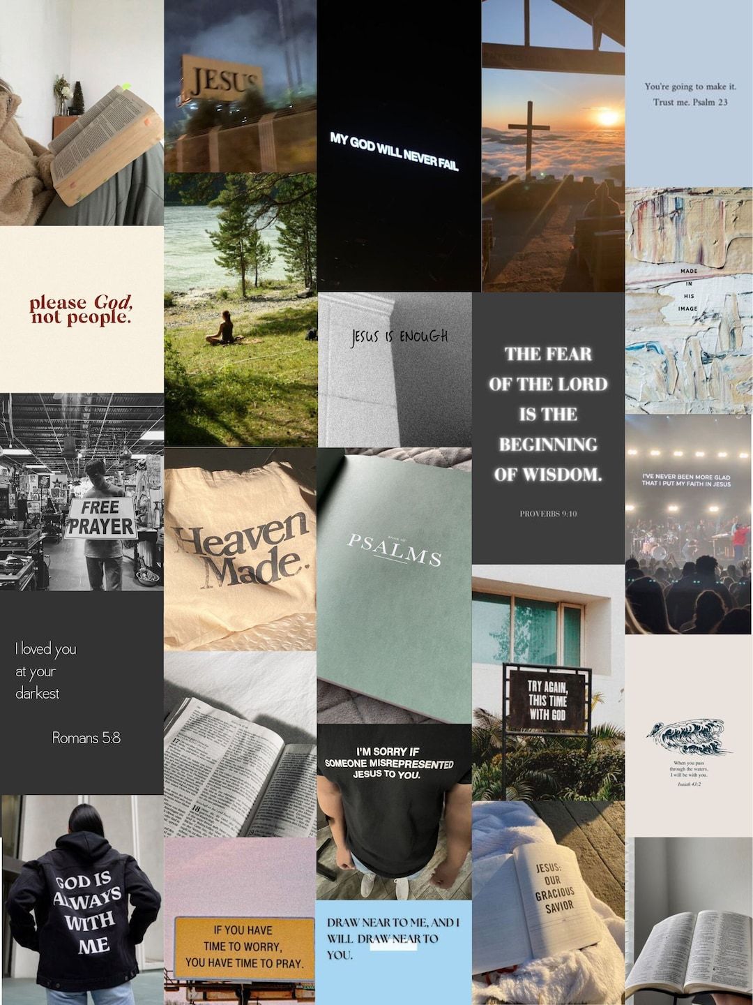 1080x1440 Jesus God Christian Wallpaper Collage Aesthetic Faith Wall Art Poster Pack