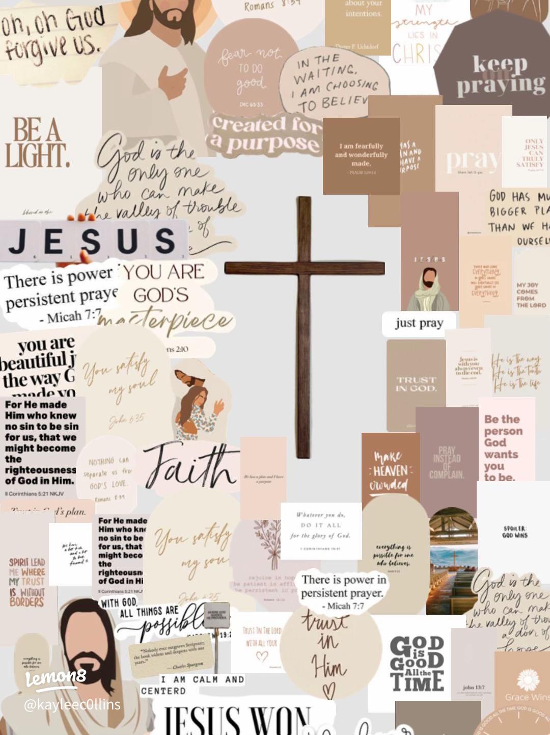 1080x1442 Aesthetic Christian Phone Wallpaper: Jesus & Bible Verse Collages