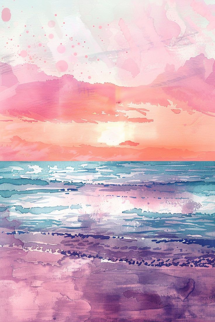 736x1104 Watercolor Beach iPhone Wallpaper