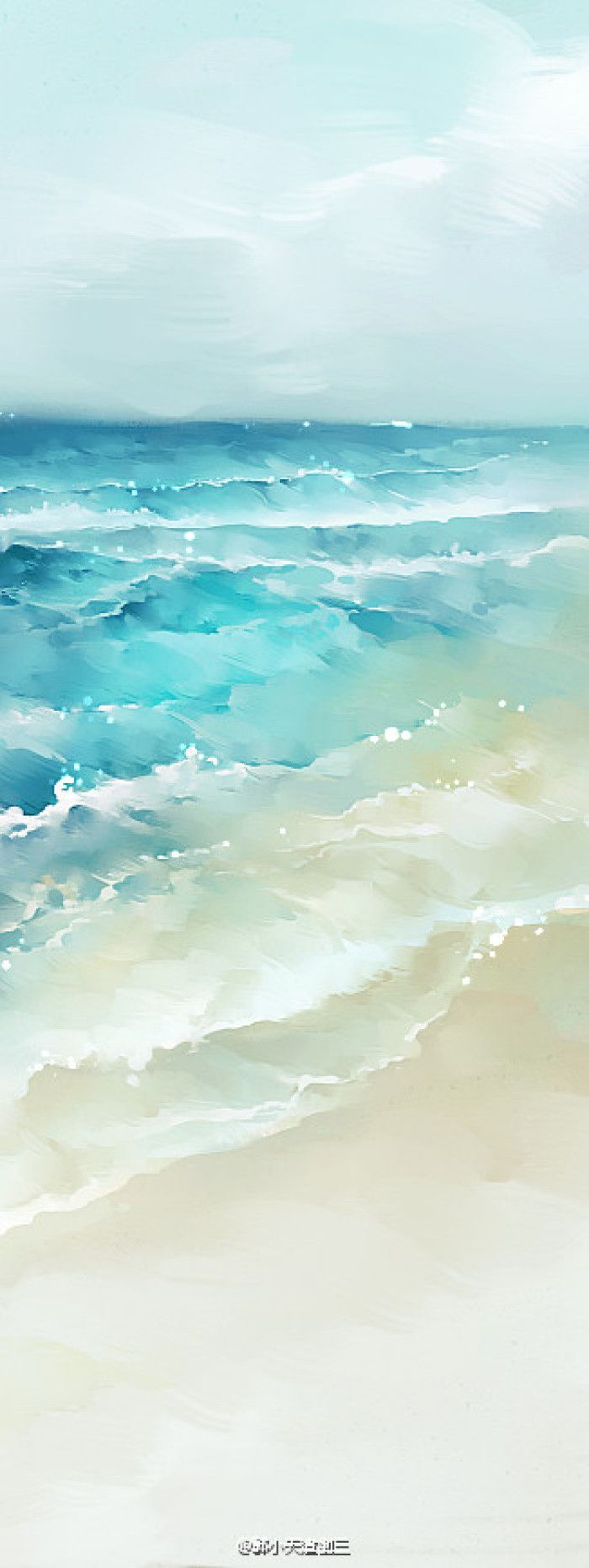 700x1862 Watercolor Ocean Painting Inspiration. Watercolor art ocean beaches, Watercolor beach wallpaper, Ocean landscape watercolor