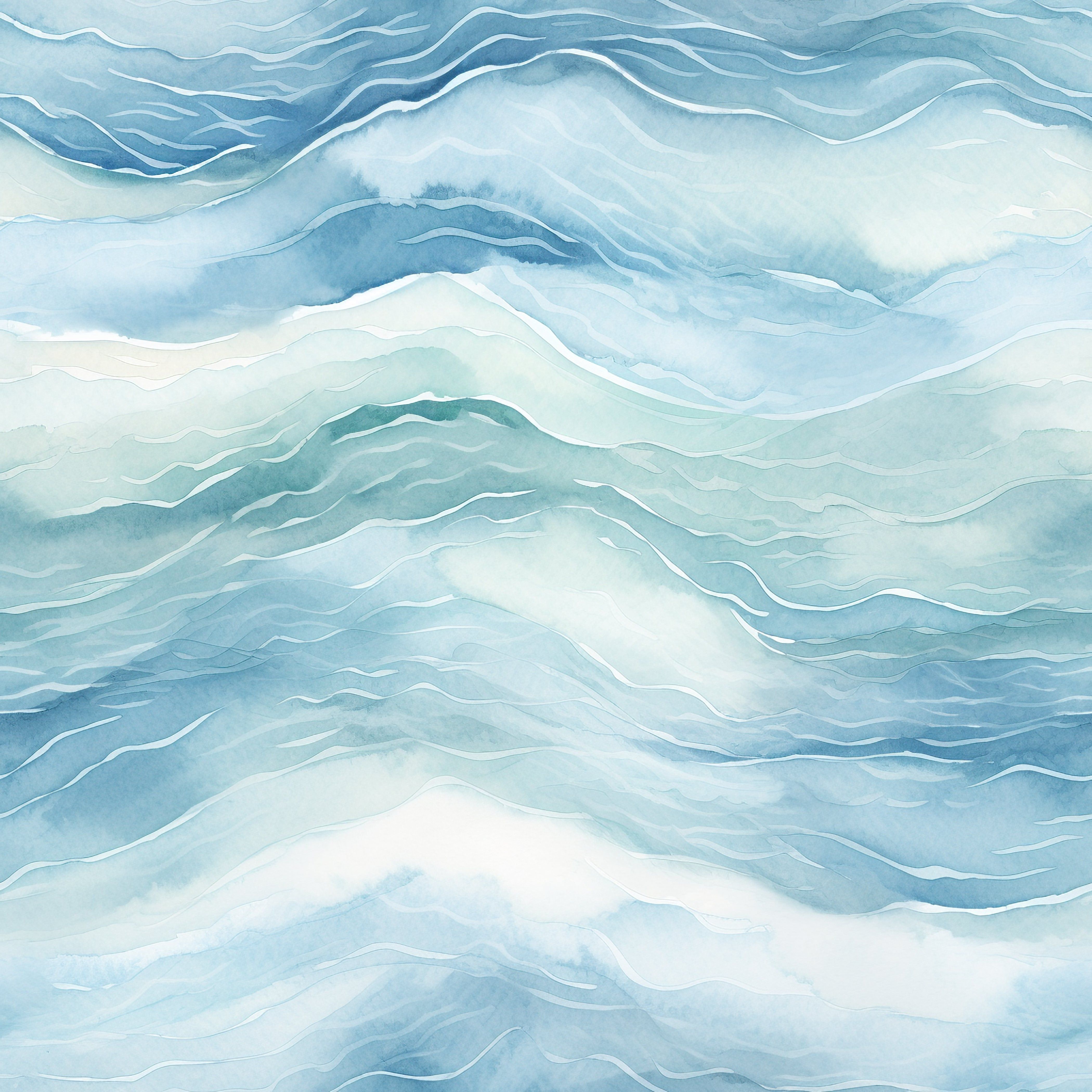 4200x4200 Blue and Green Watercolor Wave Wallpaper. Calm Ocean Decor