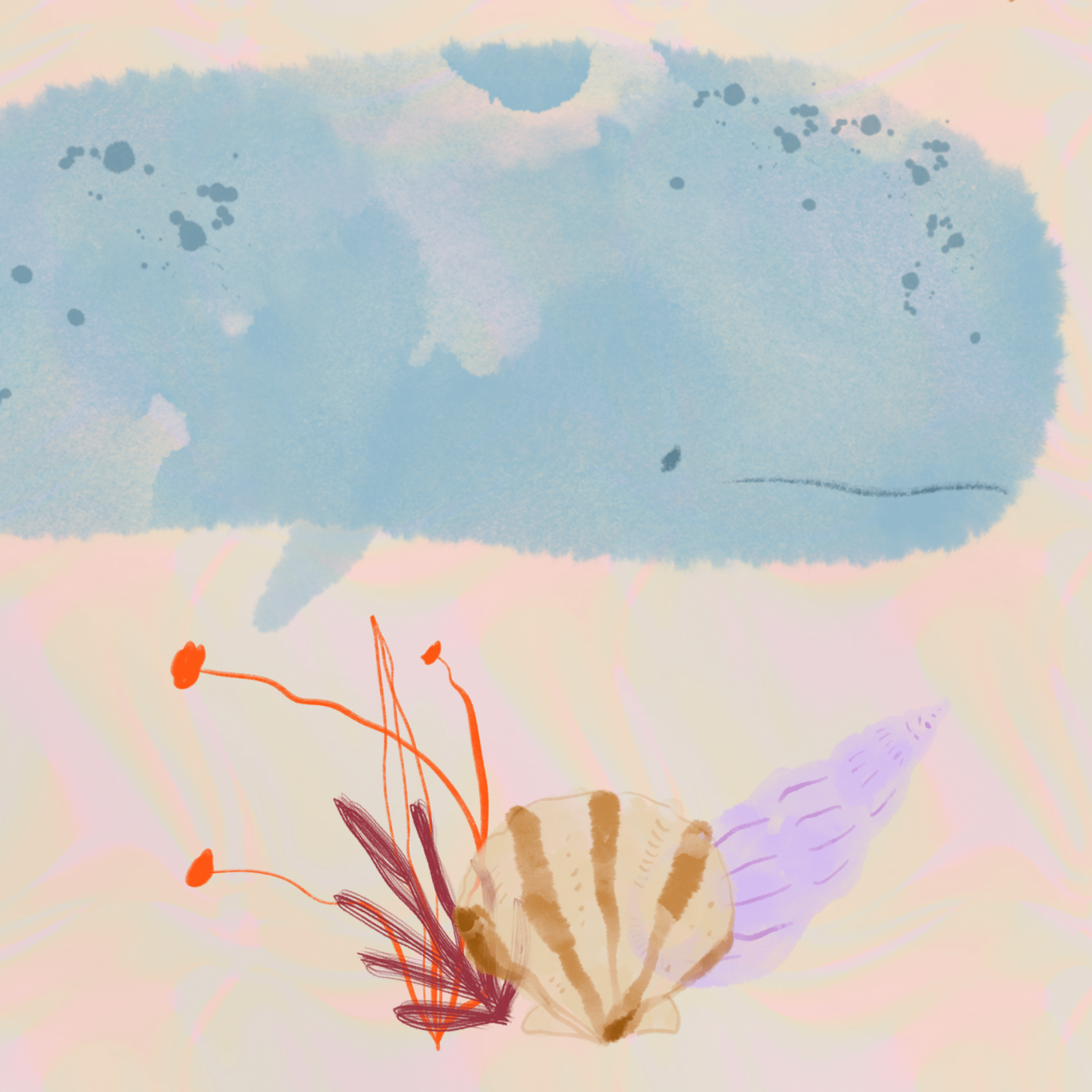 2048x2048 Blush & Blue Ocean Animals Peel and Stick Wallpaper The Sea ft (h) x 19