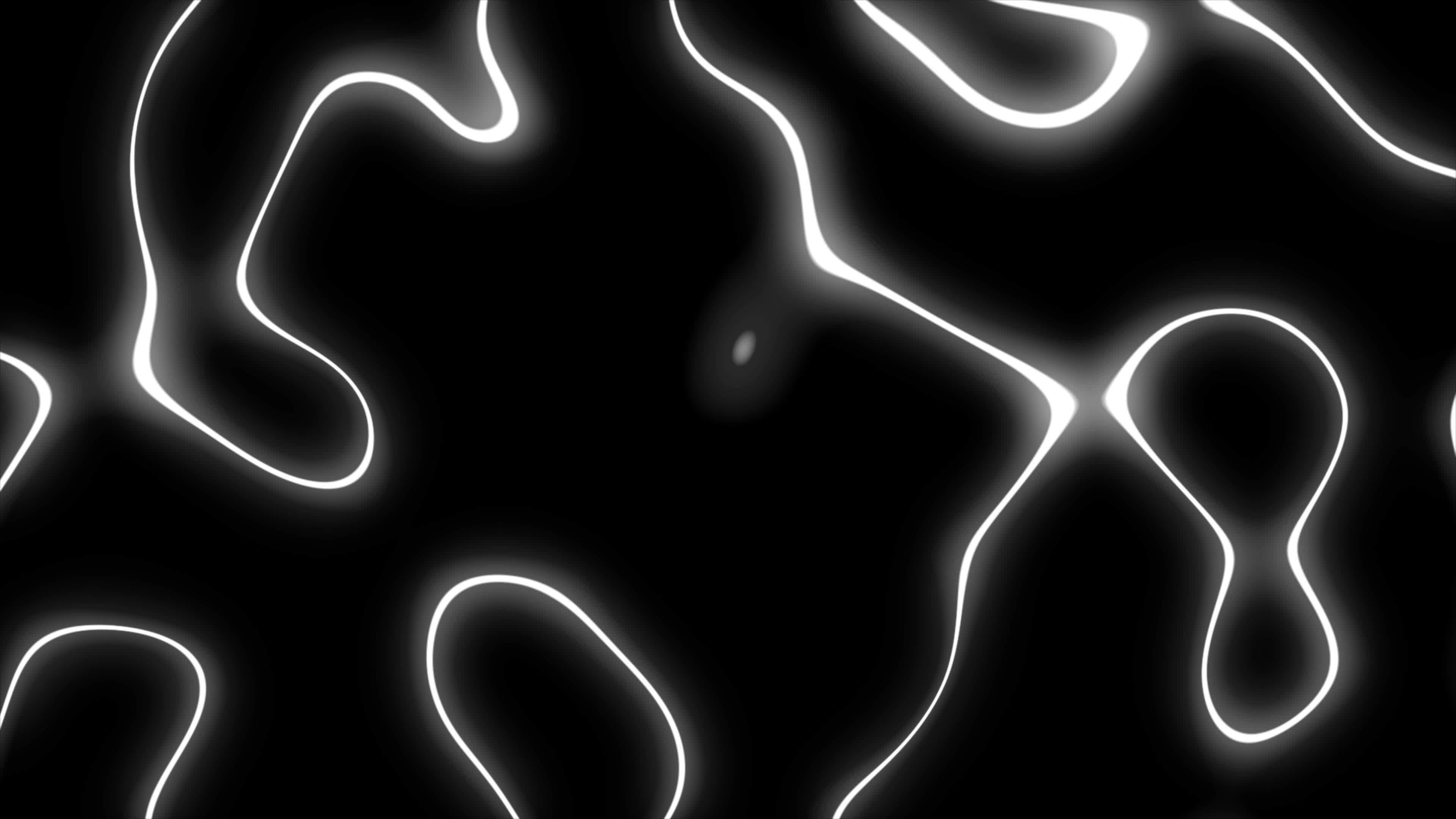 3840x2160 Glowing Black And White Neon Abstract Pattern Minimal Geometric Sci Fi Futuristic Technology Background