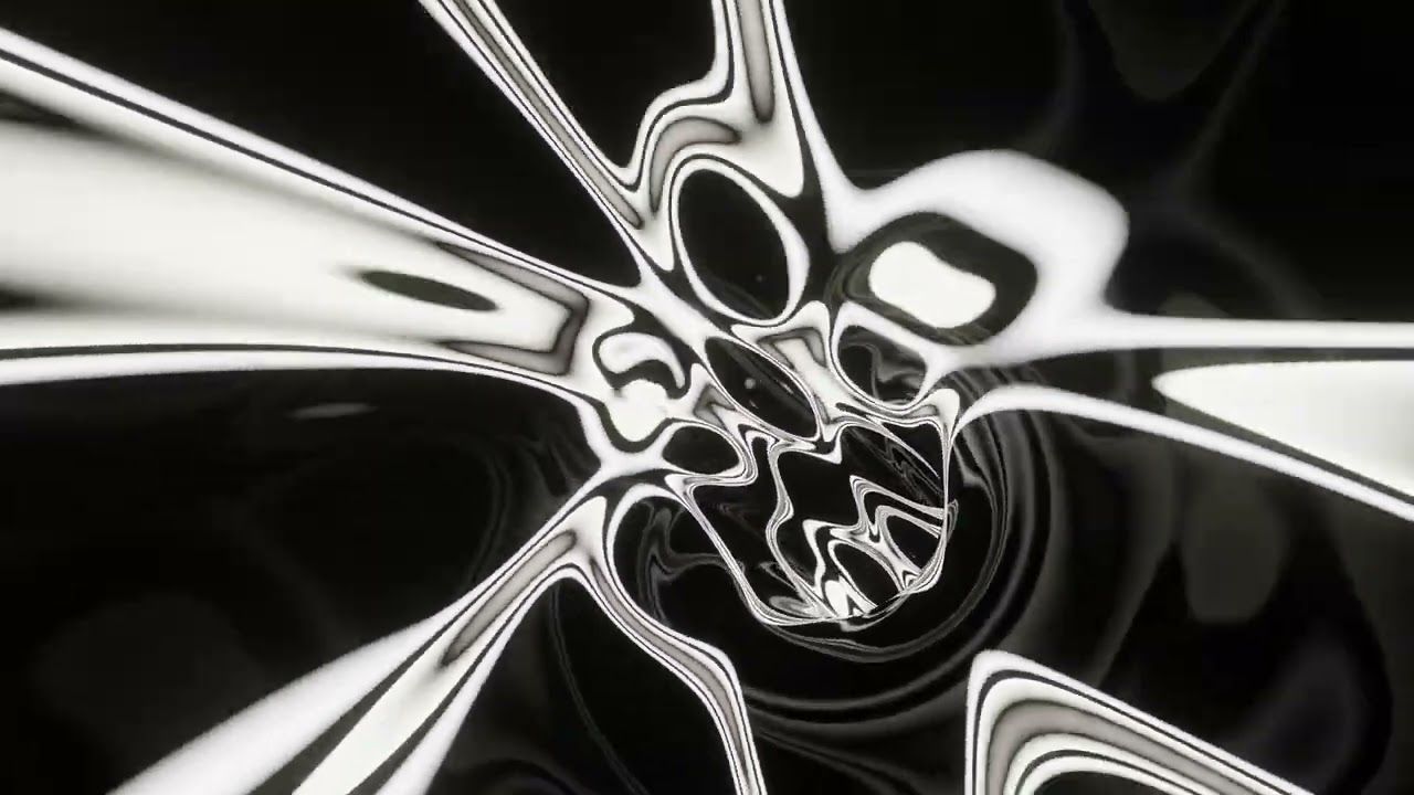 1280x720 Abstract Background Video 4k VJ LOOP NEON Tunnel Wave Metallic Black White Screensaver Visual