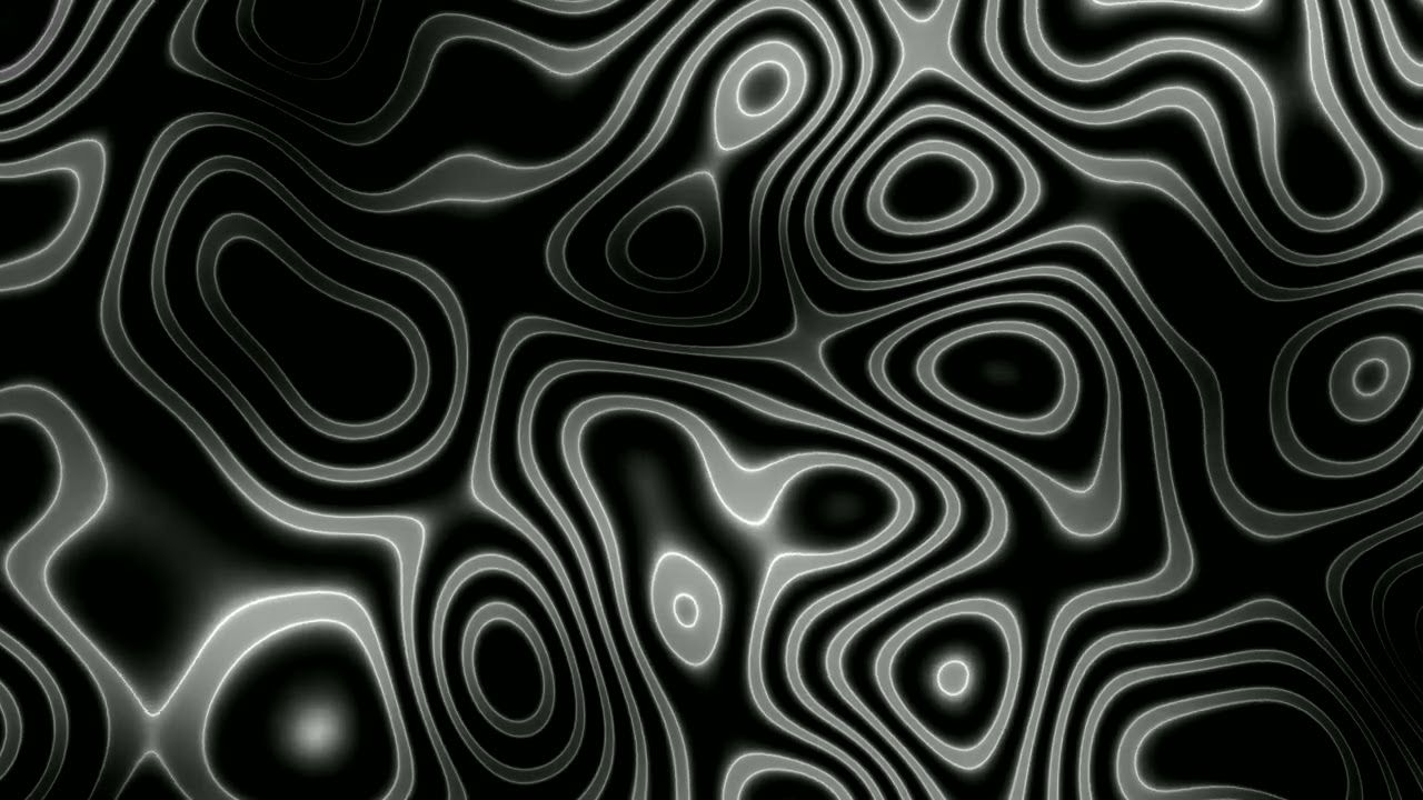 1280x720 1h Abstract Neon Black and White wave patterns background. Height map footagek screensaver