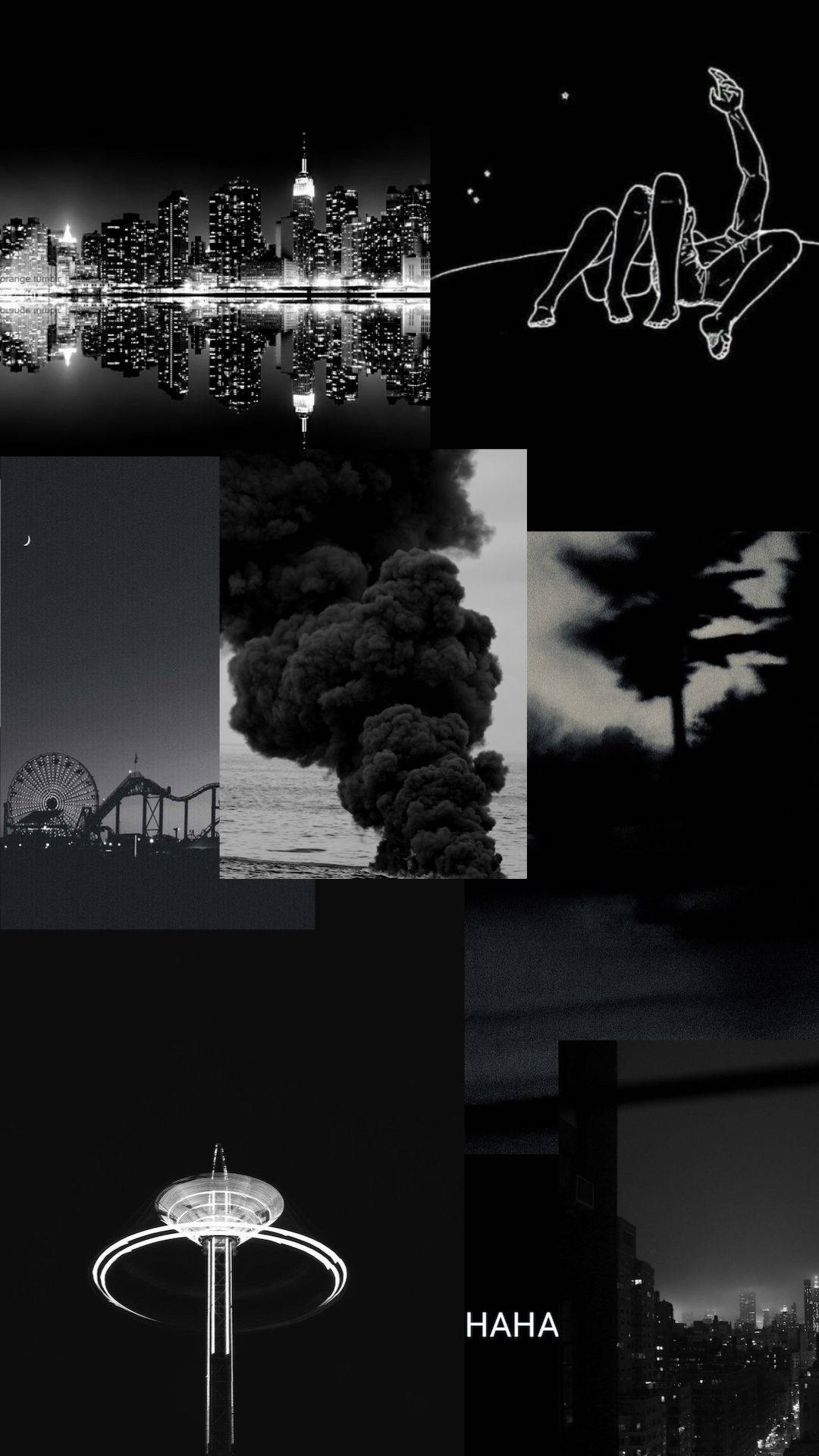 1080x1920 Download Black Neon Aesthetic Photo Collage Wallpaper