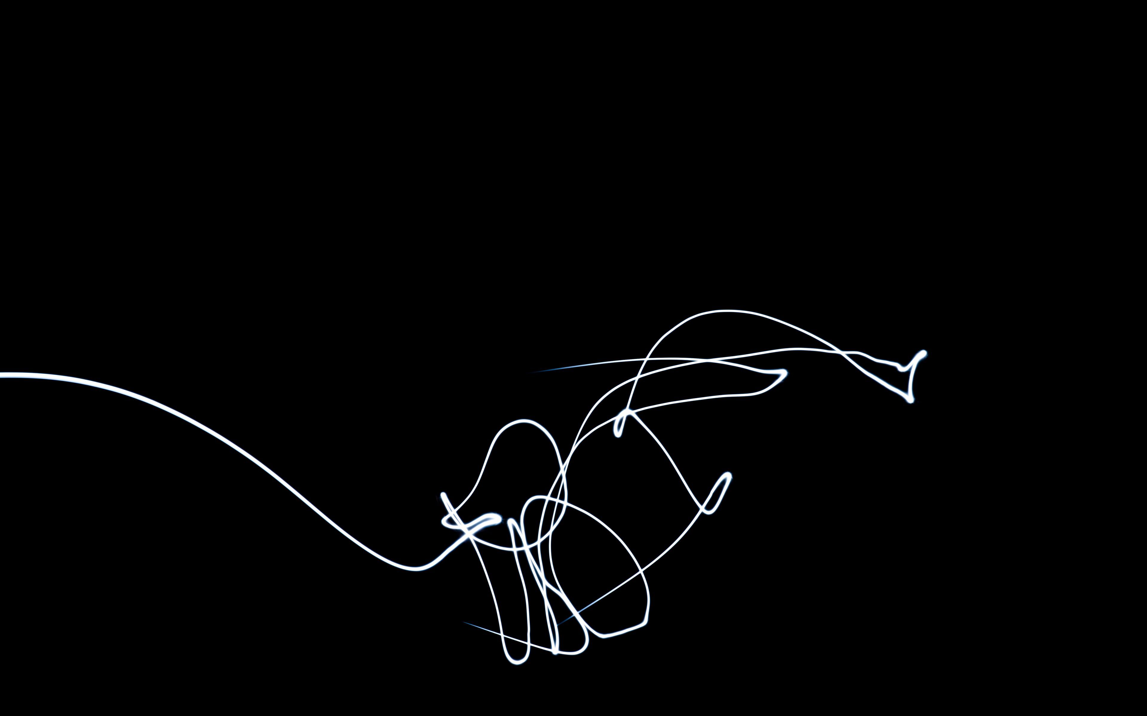 3840x2400 Download wallpaper 3840x2400 line, neon, glow, black 4k ultra HD 16:10 HD background
