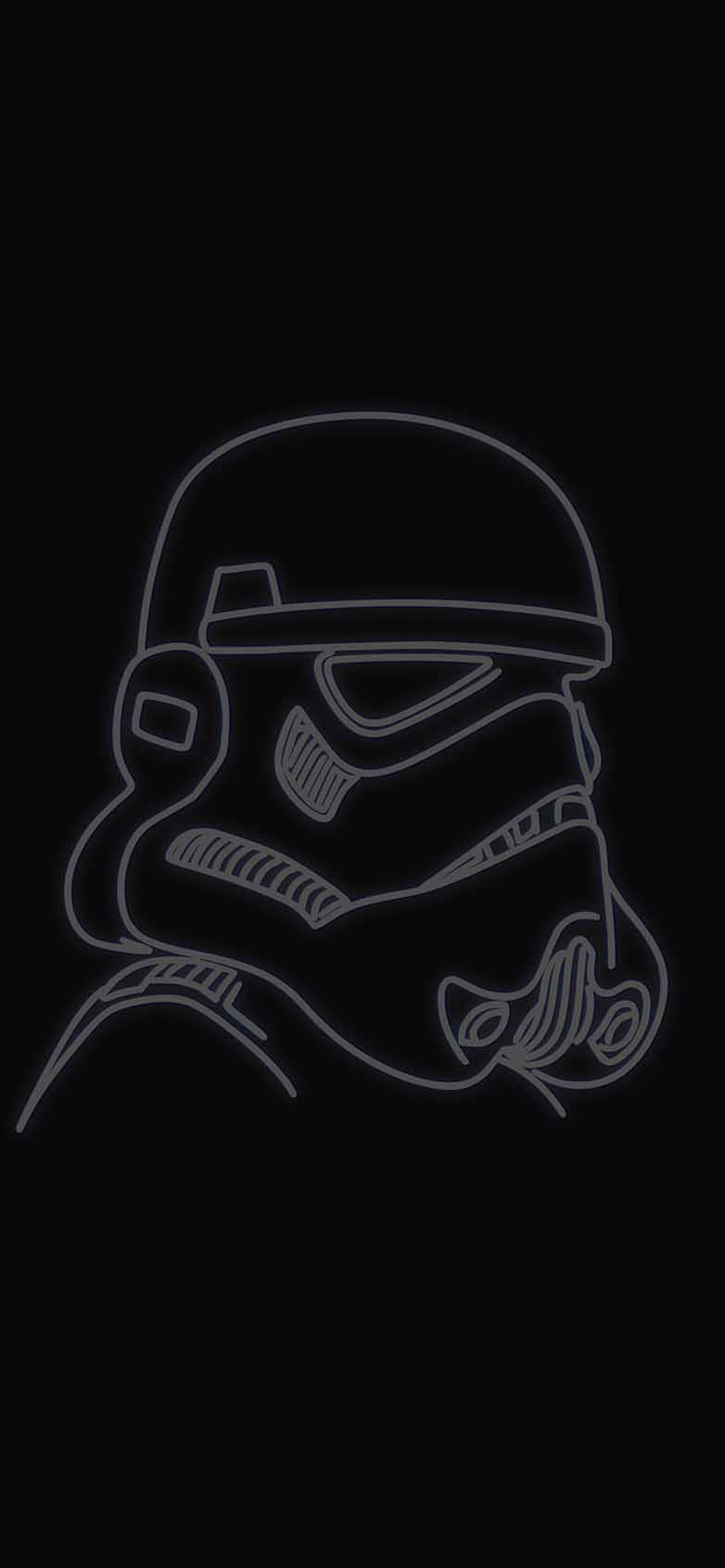 782x1692 Stormtrooper Neon Outline Dark Star Wars Wallpaper iPhone HD