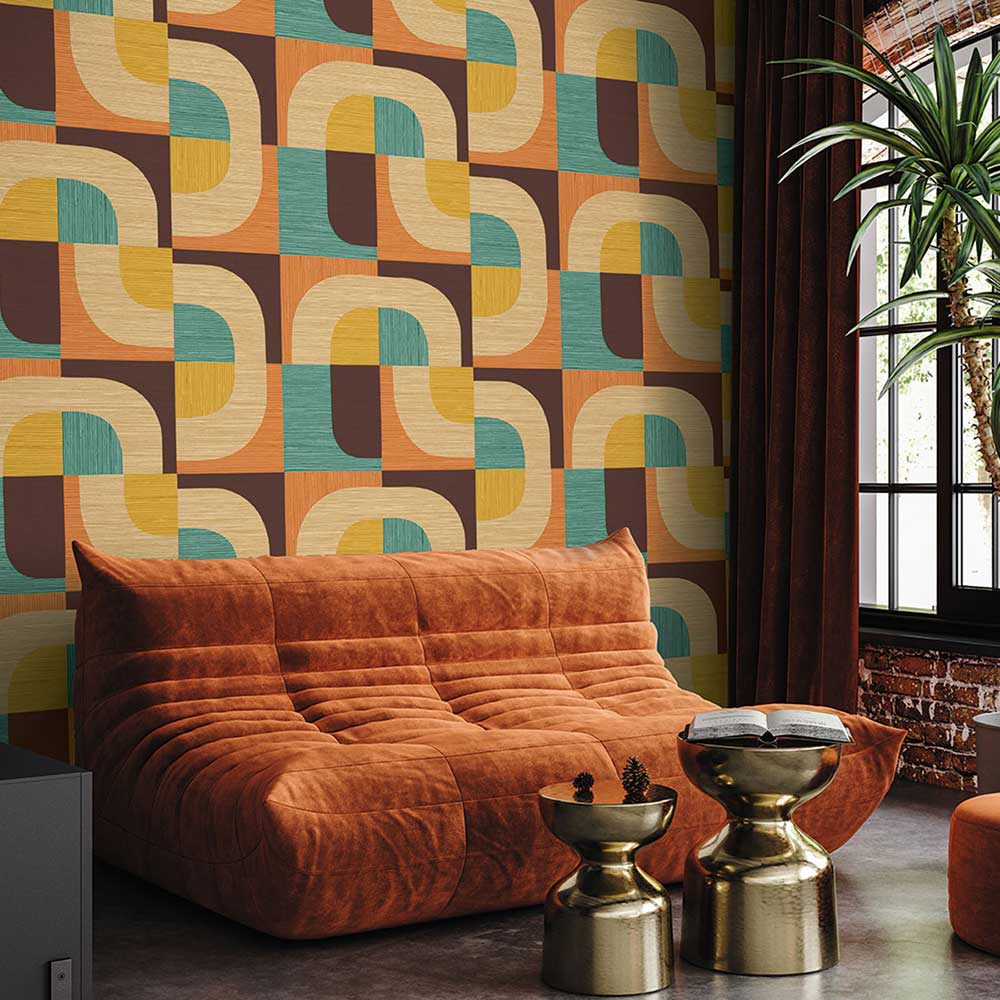 1000x1000 Retro Geometric By Seabrook Designs Multi Coloured : Wallpaper Direct