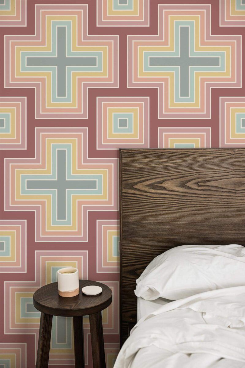 800x1200 Pastel retro geometric Peel and Stick Wallpaper