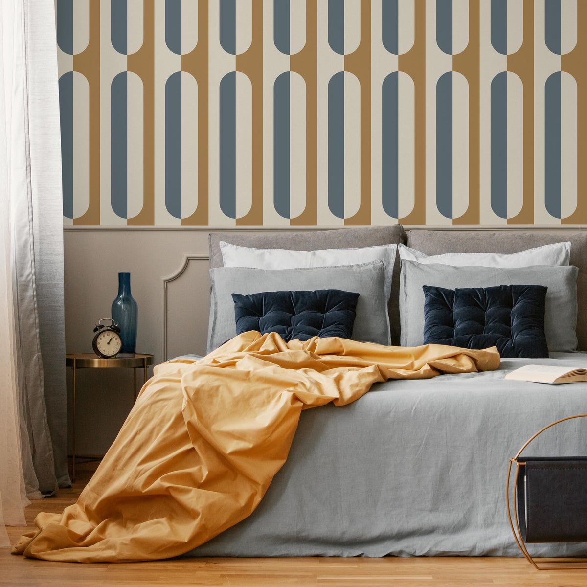 1200x1200 Retro Geometric Wallpaper Wall Decor. Easy Install Large SAMPLE (24w x 24h) / Smooth: Peel and Stick