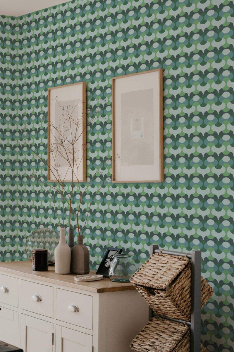 800x1200 Blue And Green Retro Peel And Stick Wallpaper Or Non Pasted