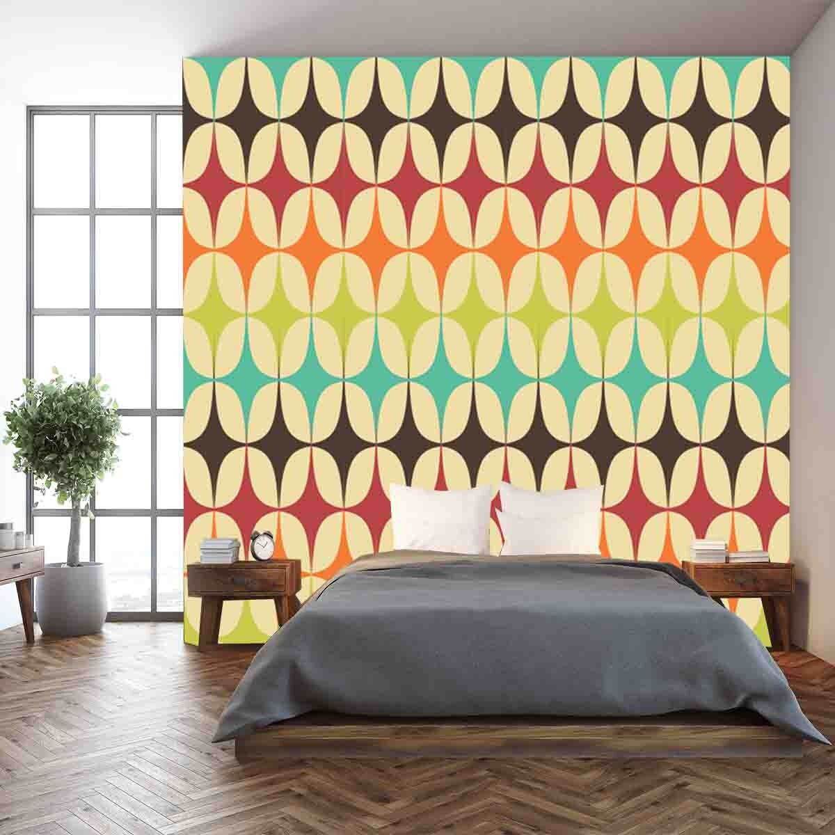 1200x1200 Abstract Retro Geometric Seamless Pattern with Triangles Wallpaper Bedroom Mural