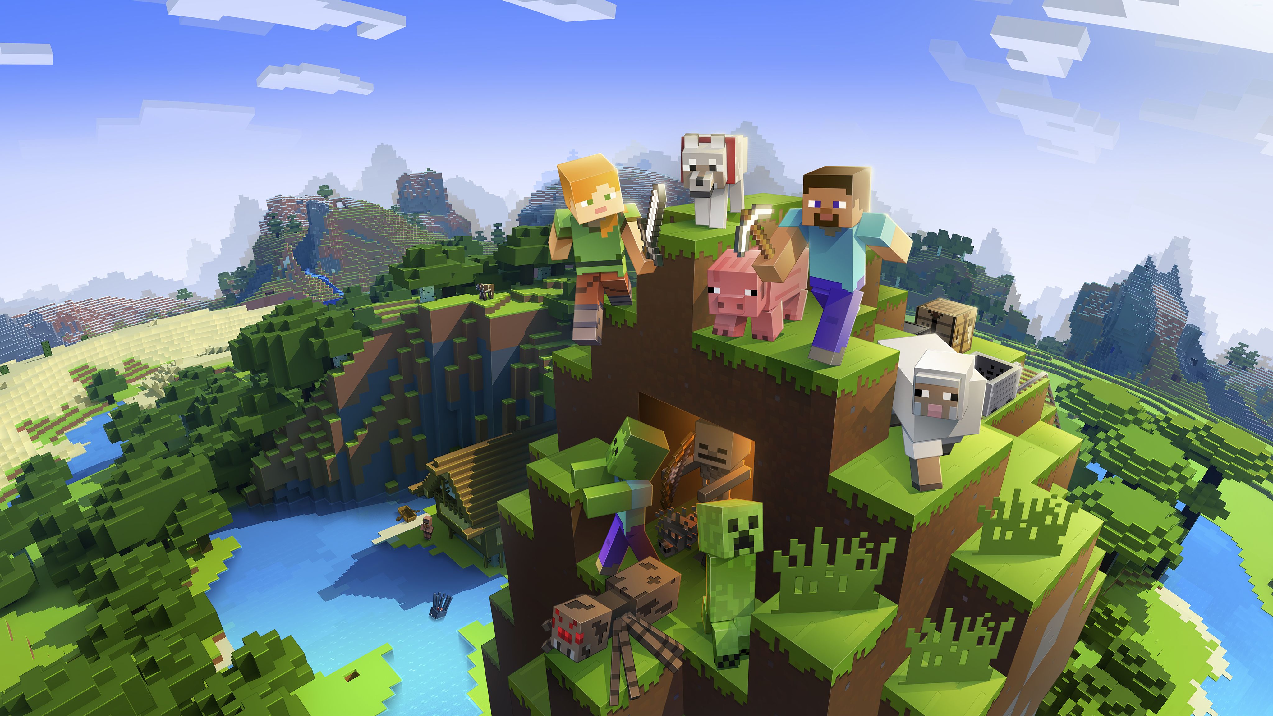 4096x2304 Minecraft Wallpaper 4K, Video Game, Pixel art, Alex