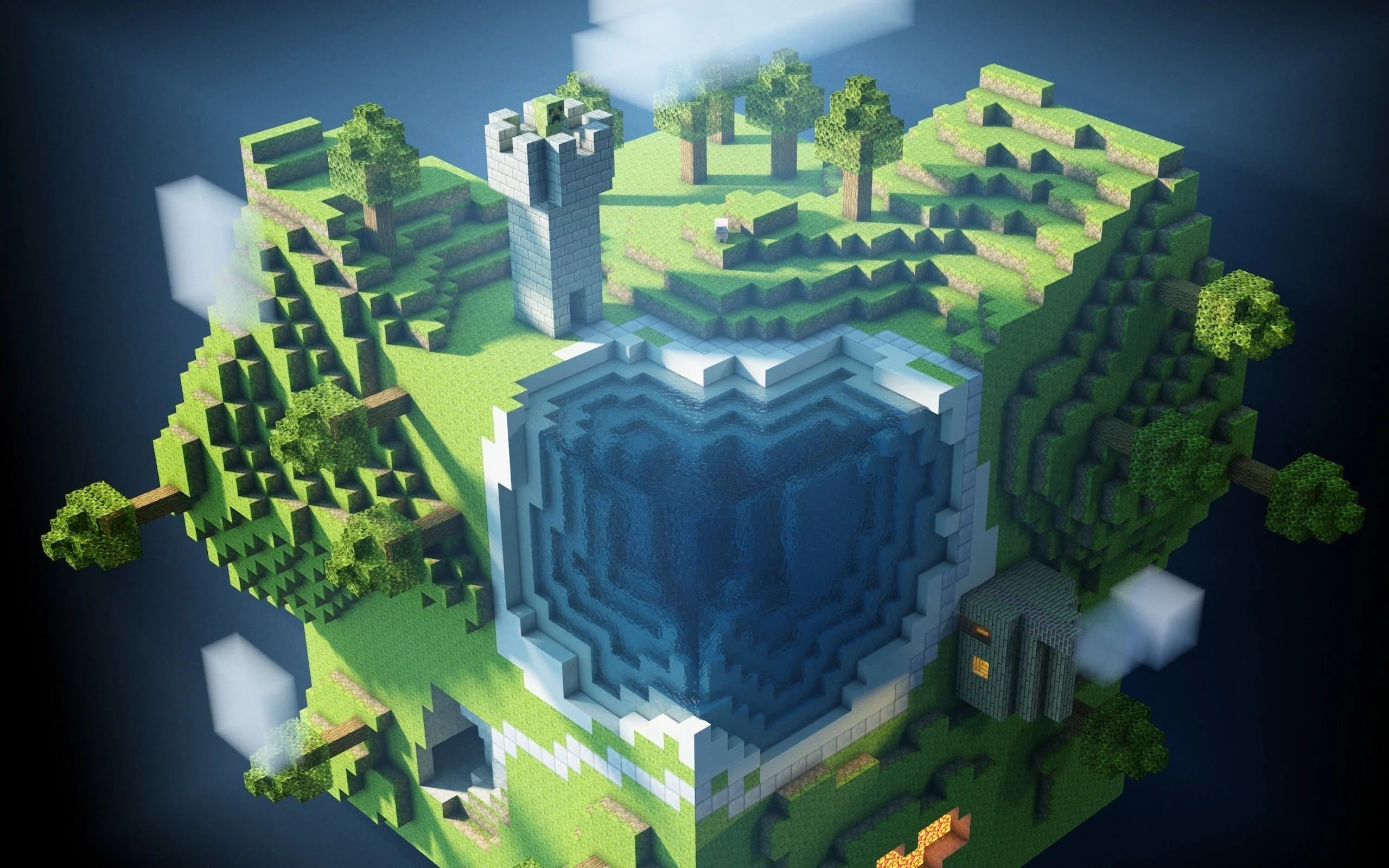 2560x1600 Minecraft world cube Wallpaper 2K for Desktop