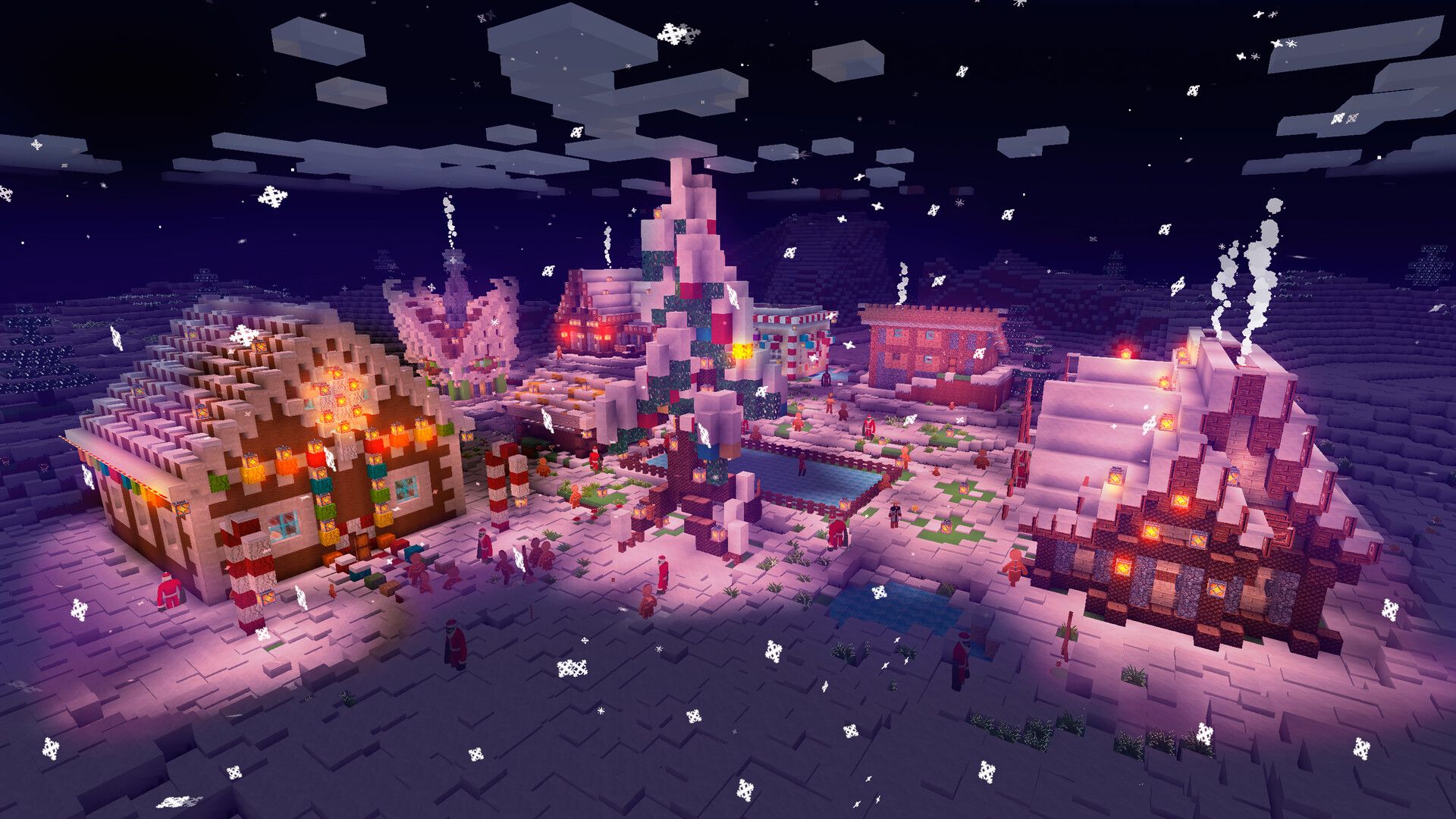 1920x1080 Christmas Village Minecraft Wallpaper 4K HD PC h