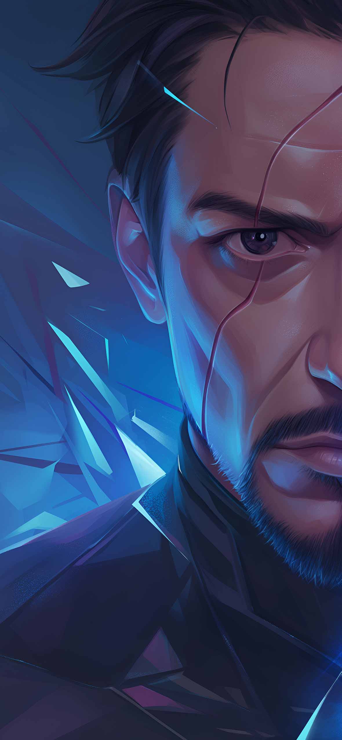 1180x2554 Tony Stark And Iron Man Split Screen Matching Wallpaper