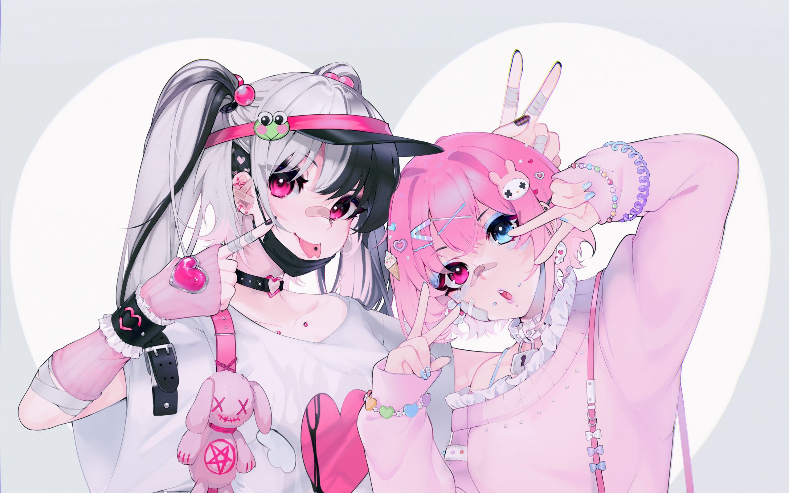 2560x1600 Download wallpaper 2560x1600 girlfriends, girls, gestures, anime, cute widescreen 16:10 HD background