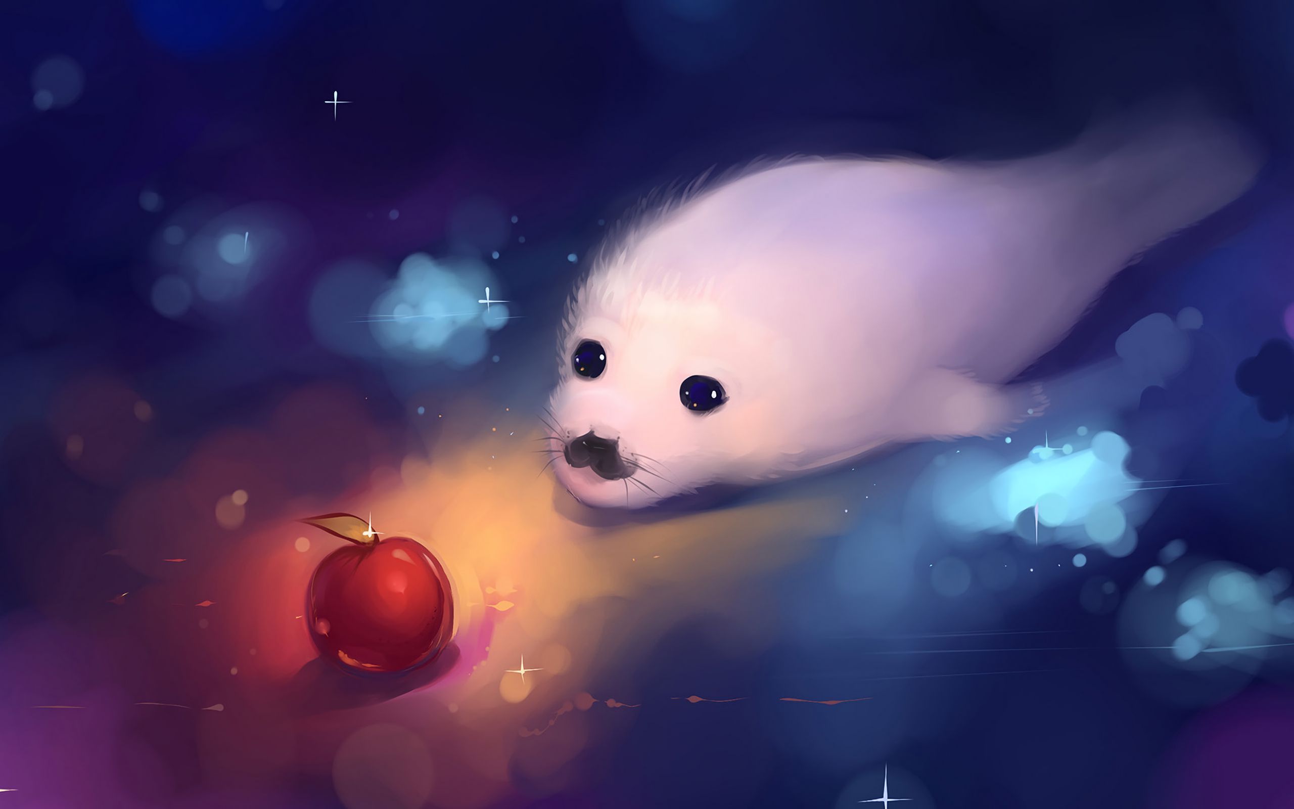 2560x1600 Download wallpaper 2560x1600 fur seal, cute, art, apple widescreen 16:10 HD background