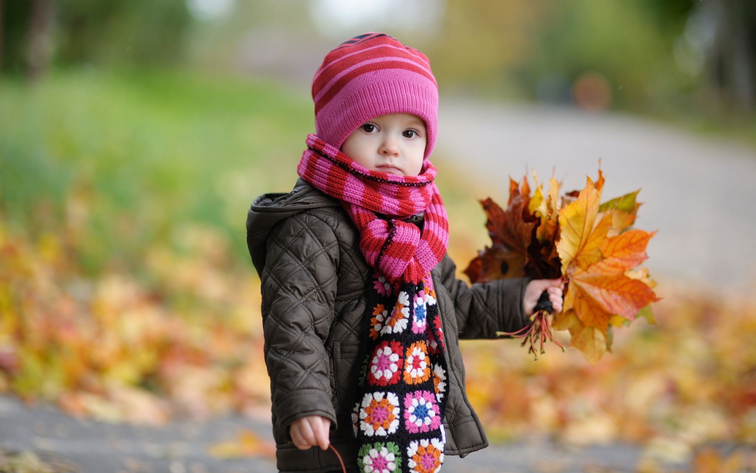 2560x1600 Cute Baby In Autumn MacBook Air Wallpaper Download