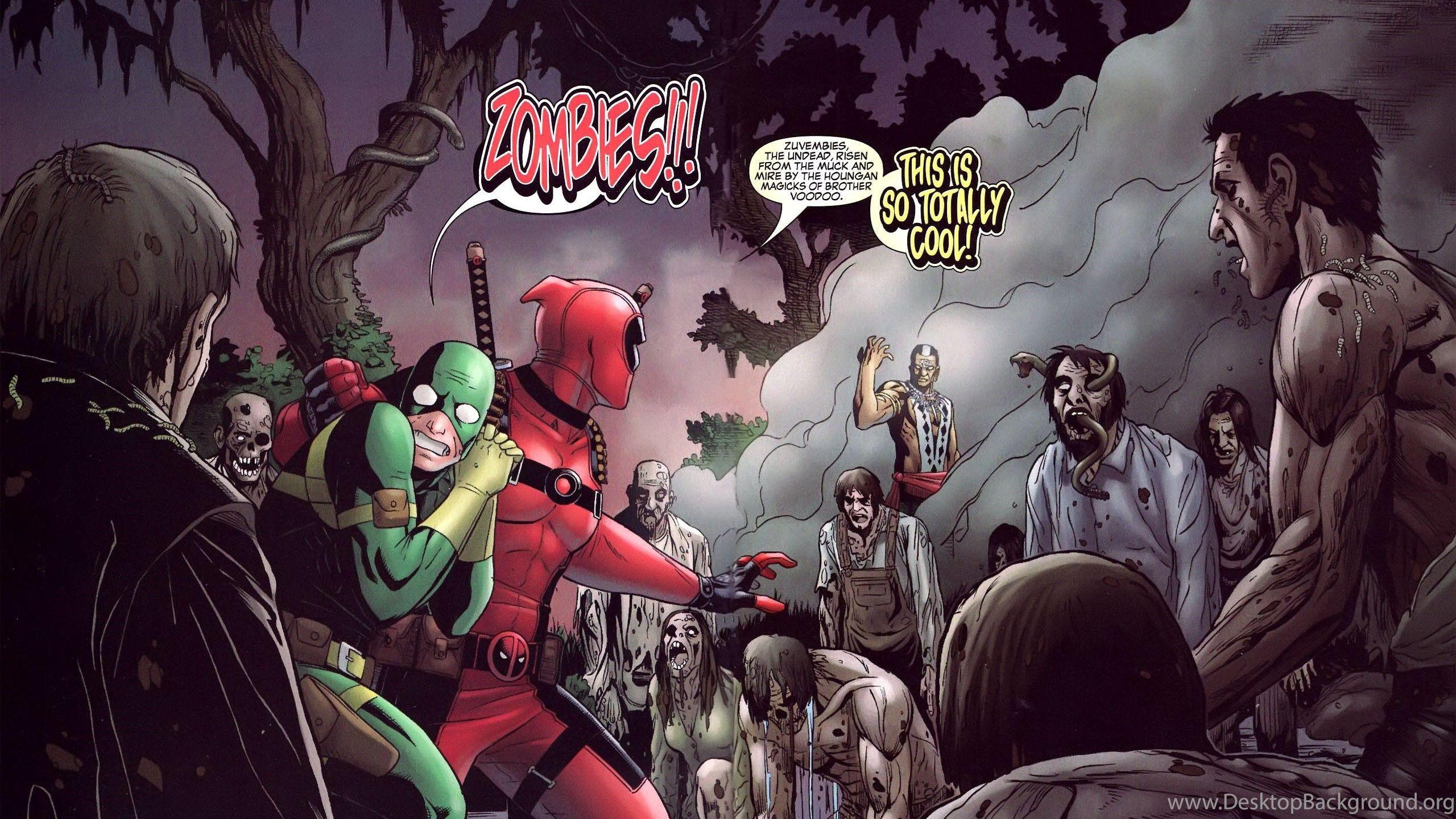 2560x1440 Comic, Gun, Heroes, Deadpool, Ninja, Marvel, Comics