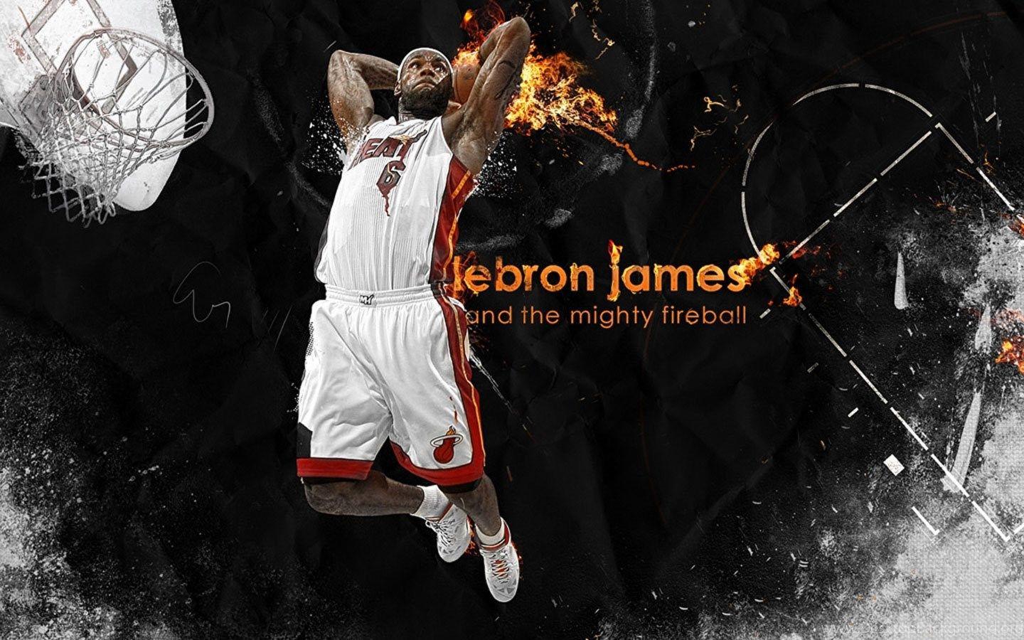 1440x900 Lebron James Slam Dunk Wallpaper Desktop Background