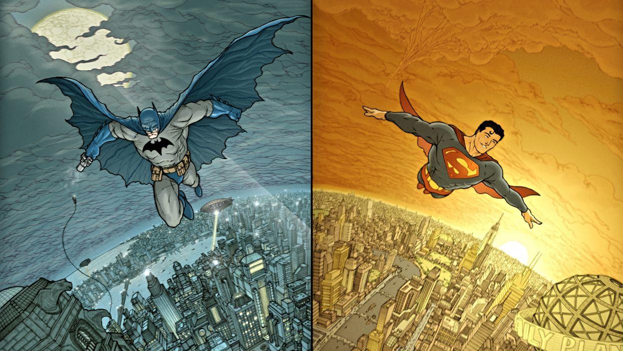 1244x700 Batman Superman cities flight superhero wallpaper. 1920x1080