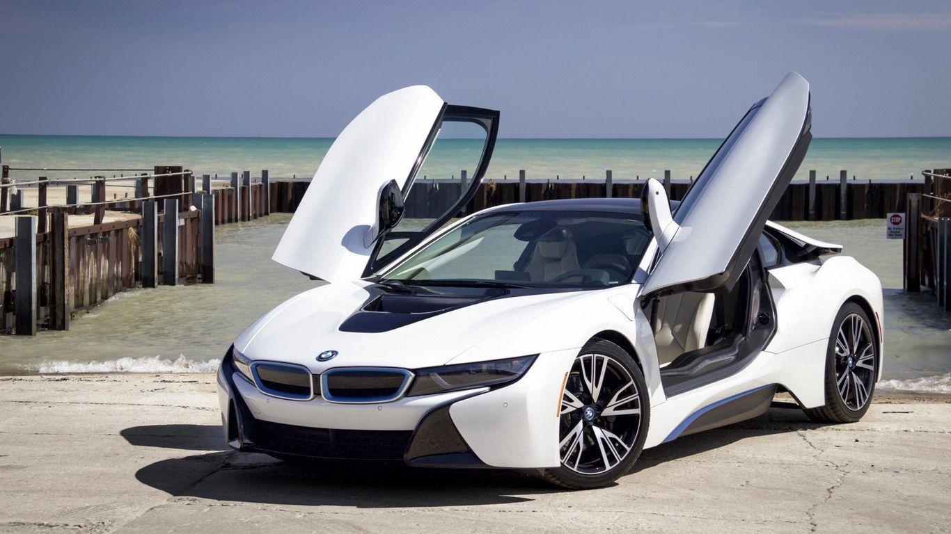 1366x768 Download wallpaper 1366x768 bmw i white, side view tablet