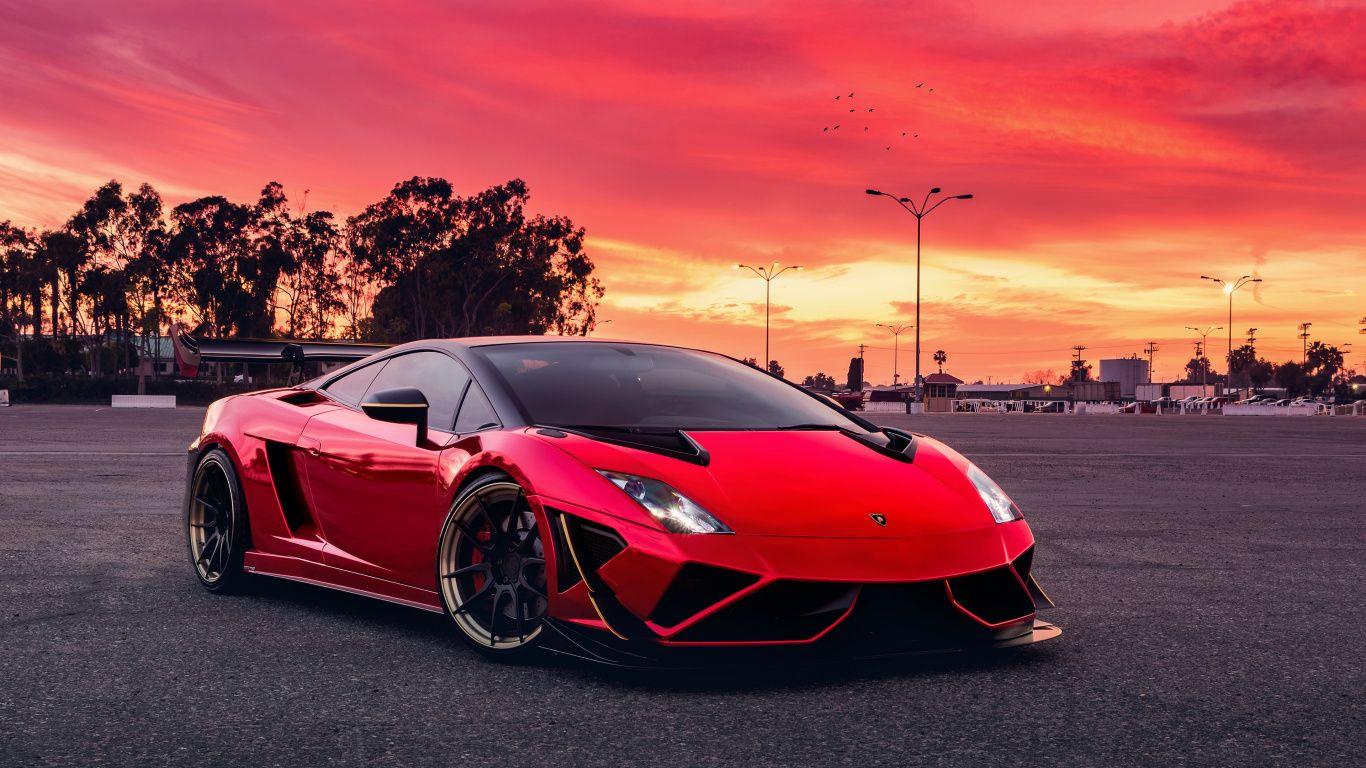 1366x768 Download Red, Lamborghini Gallardo, sports car wallpaper, 1366x768
