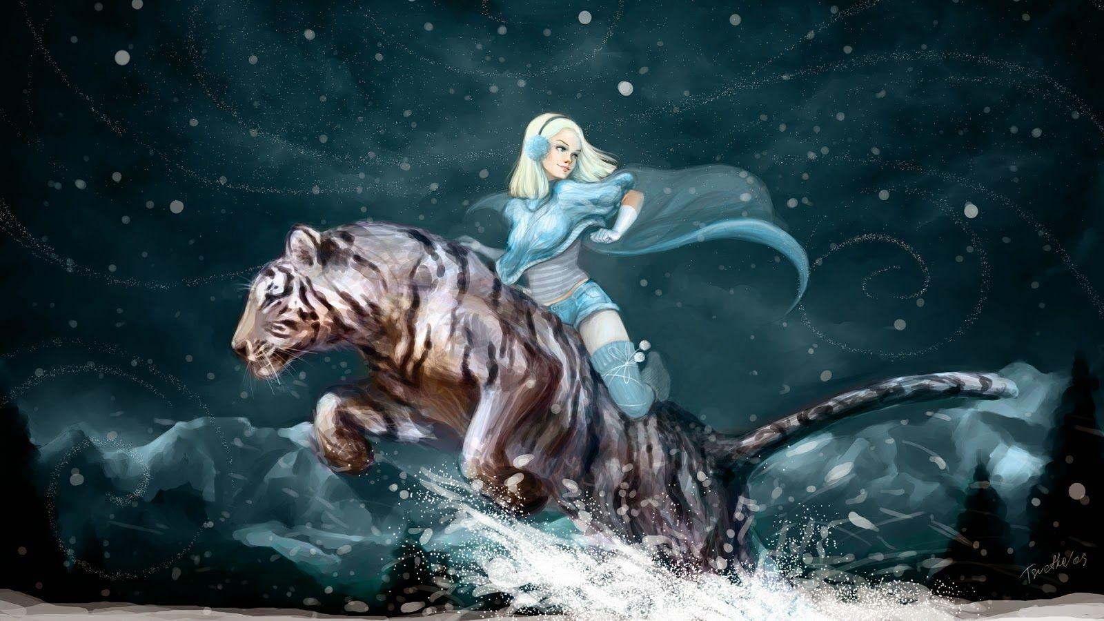 1600x900 WallpaperXplore. Free HD Desktop Wallpaper: Girl Riding Tiger