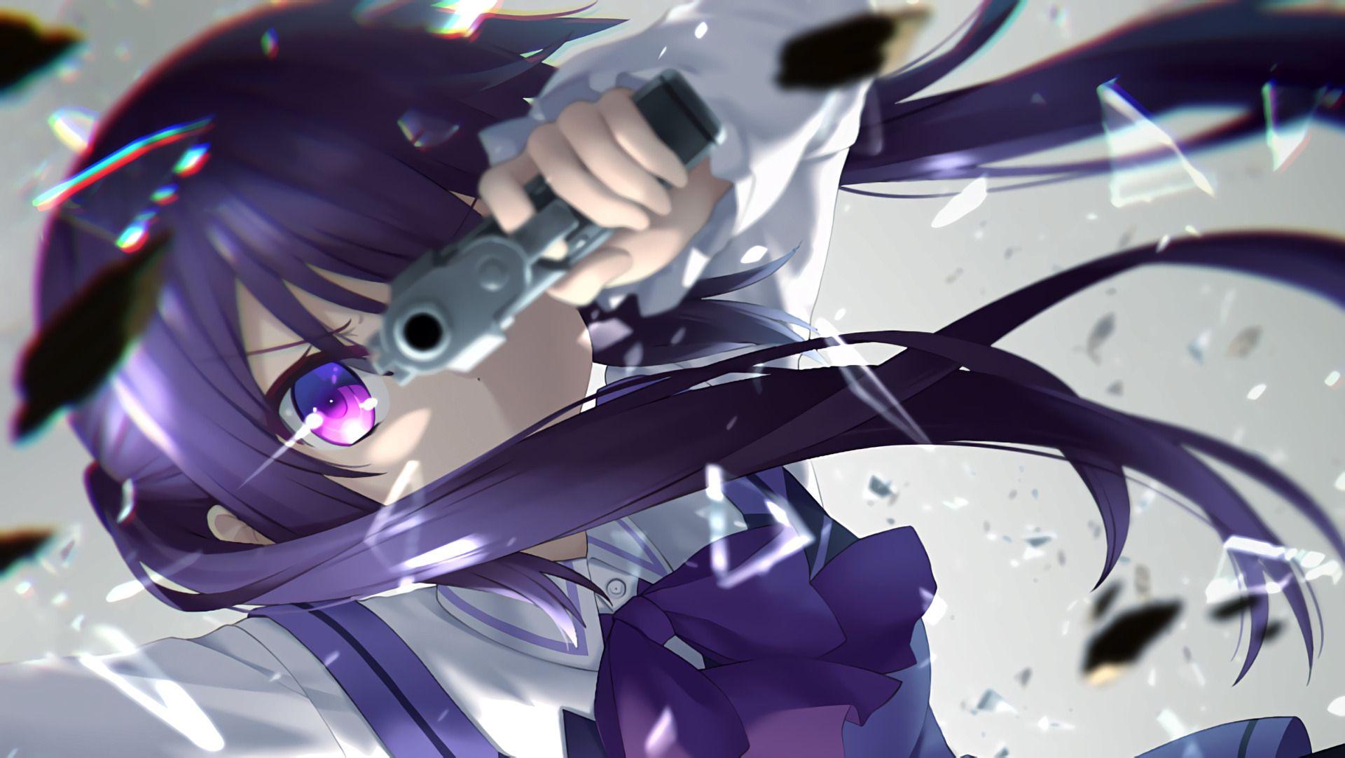 1920x1082 Rize Tedeza Hình nền HD - Cô gái trong anime có mái tóc màu tím và súng