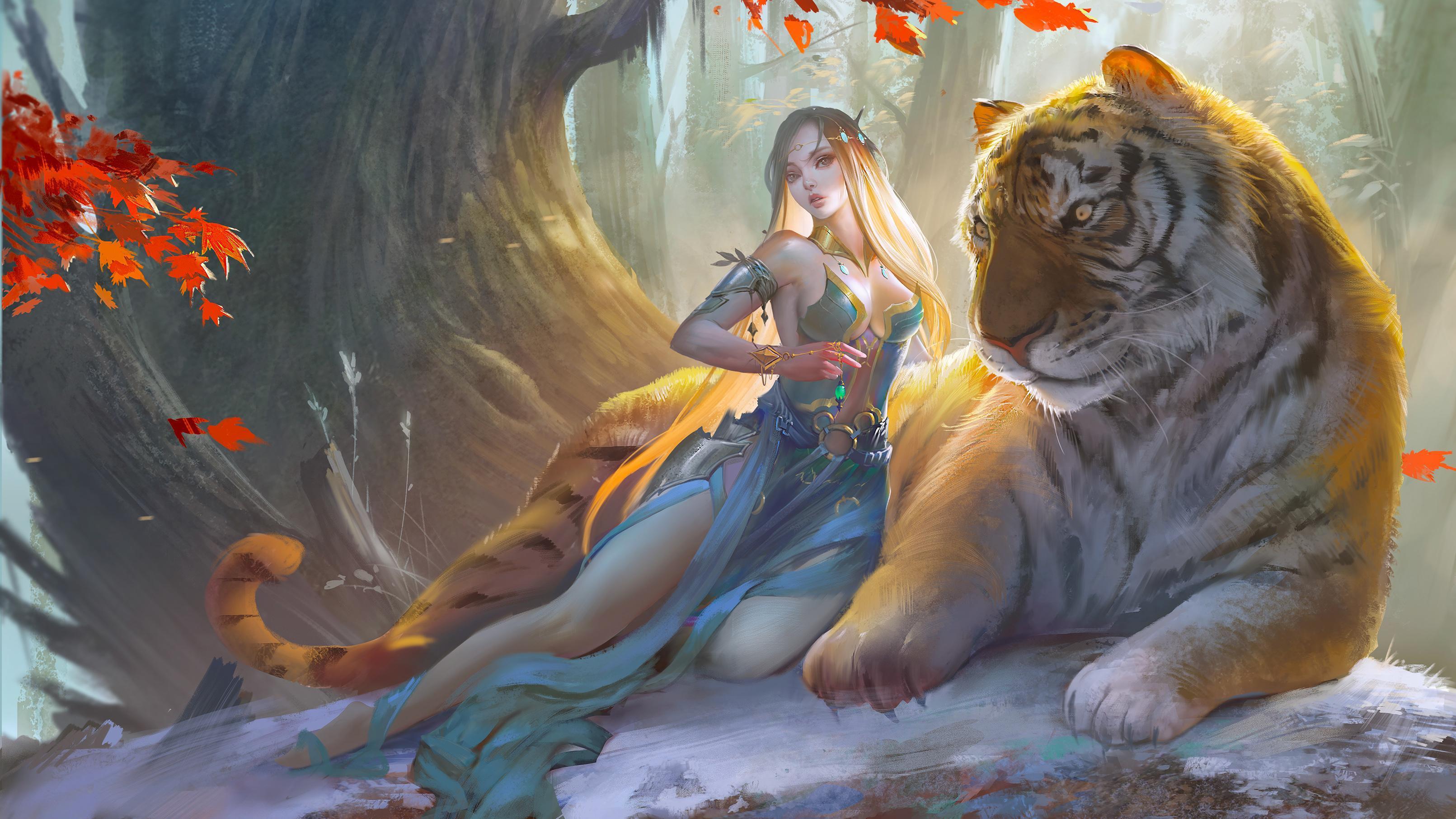 3222x1812 Tiger Fantasy Wallpaper