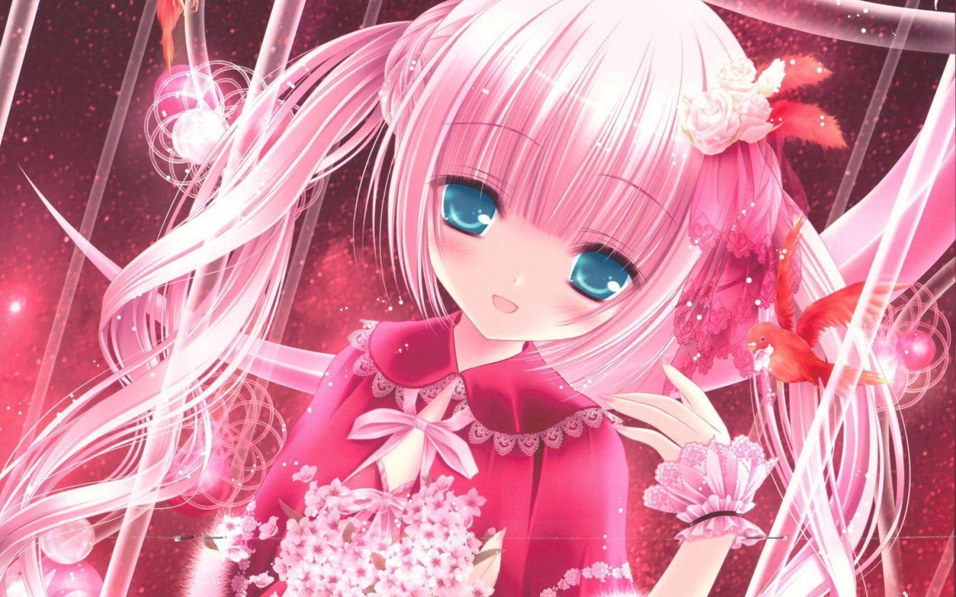 1920x1200 Pink Anime Wallpaper