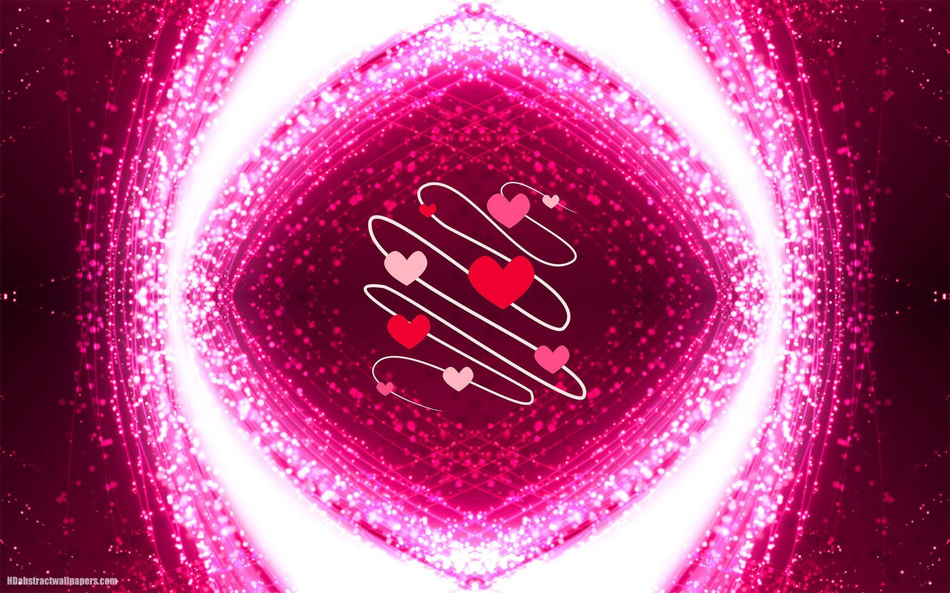 1920x1200 Pink abstract background with love hearts. HD Abstract Wallpaper