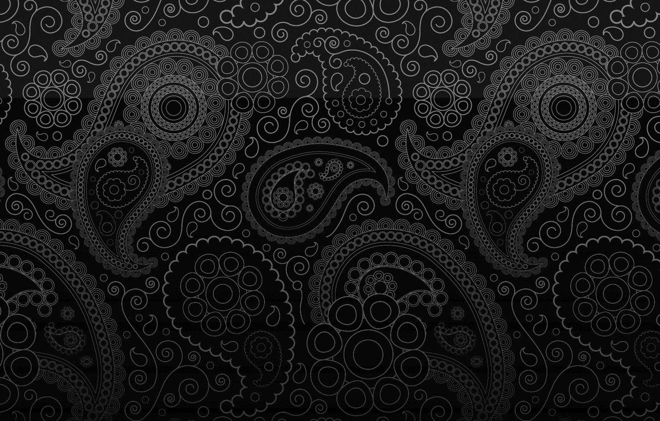1332x850 Wallpaper cucumber, black background, ornament, curl, pasloski