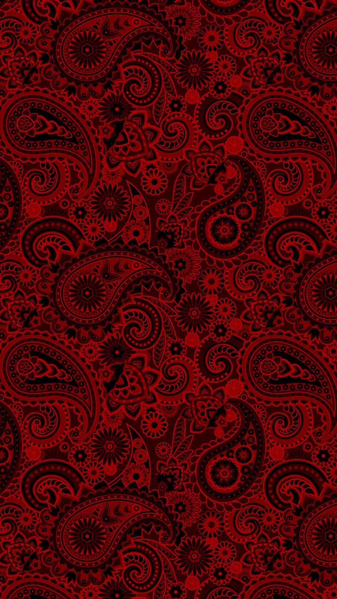 Black And Red Paisley Background