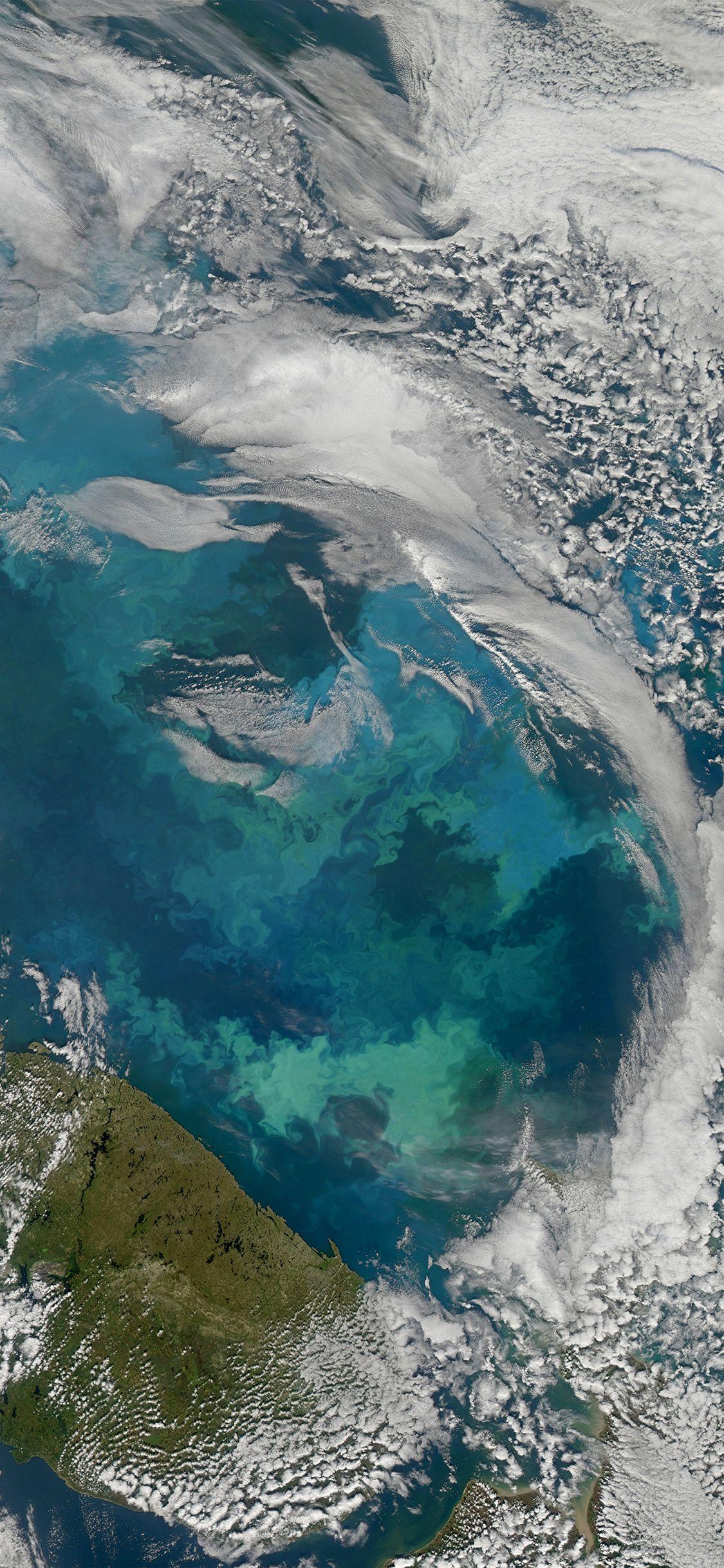 1125x2436 Earthview Sea Cloud Blue White Nature Wallpaper