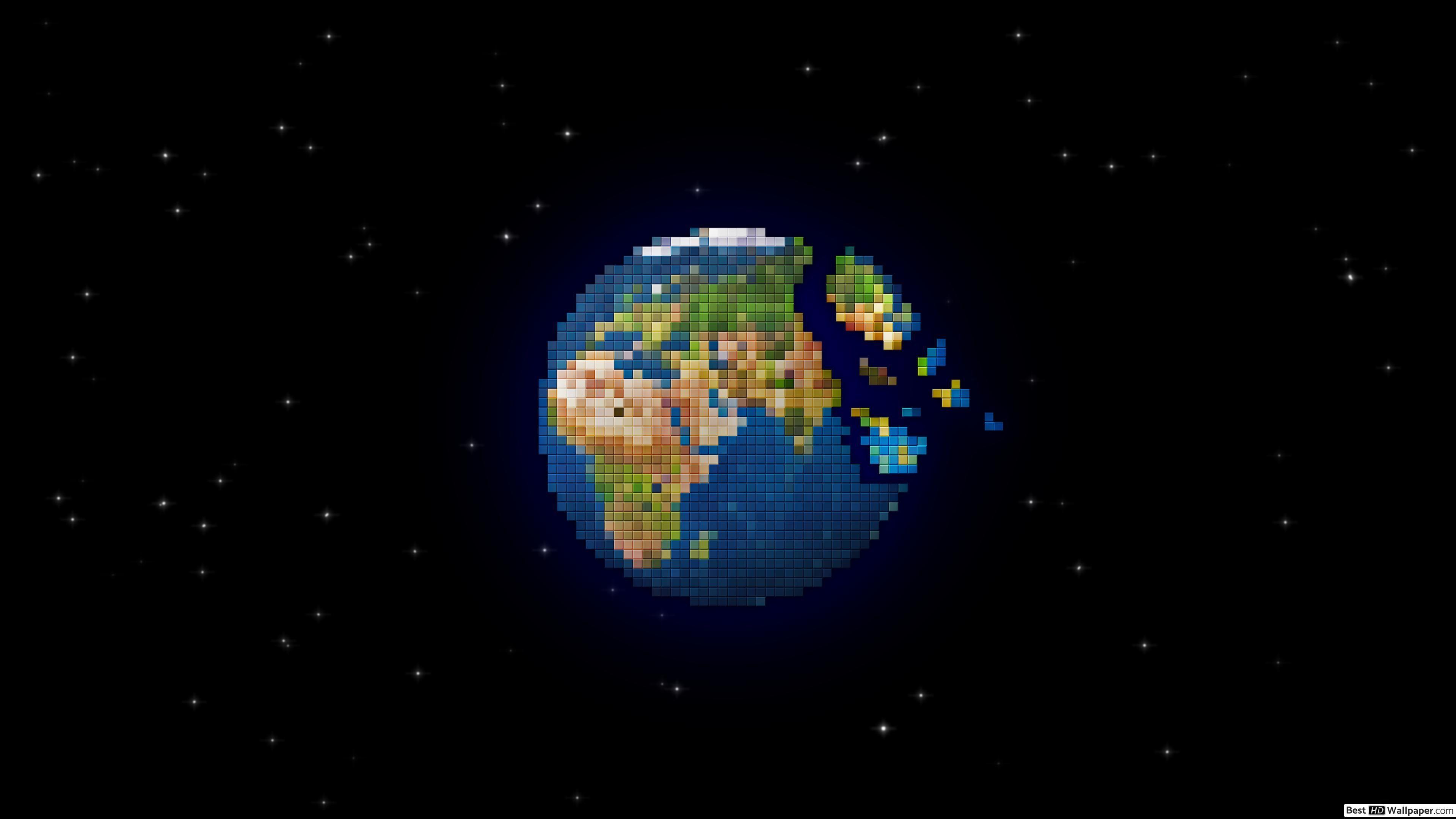 3840x2160 Pixelated Earth HD wallpaper download