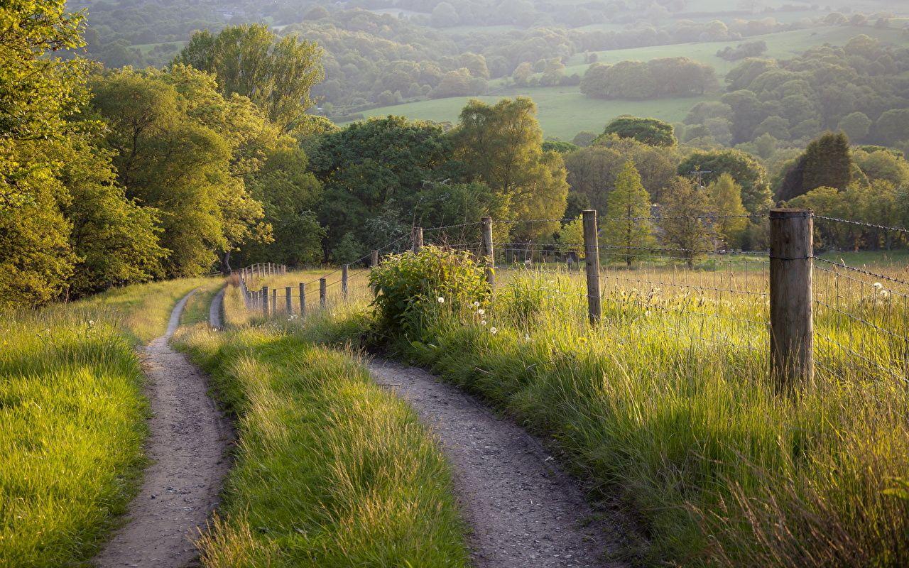 1280x800 Desktop Wallpaper Nature Roads Fence Fields Grass