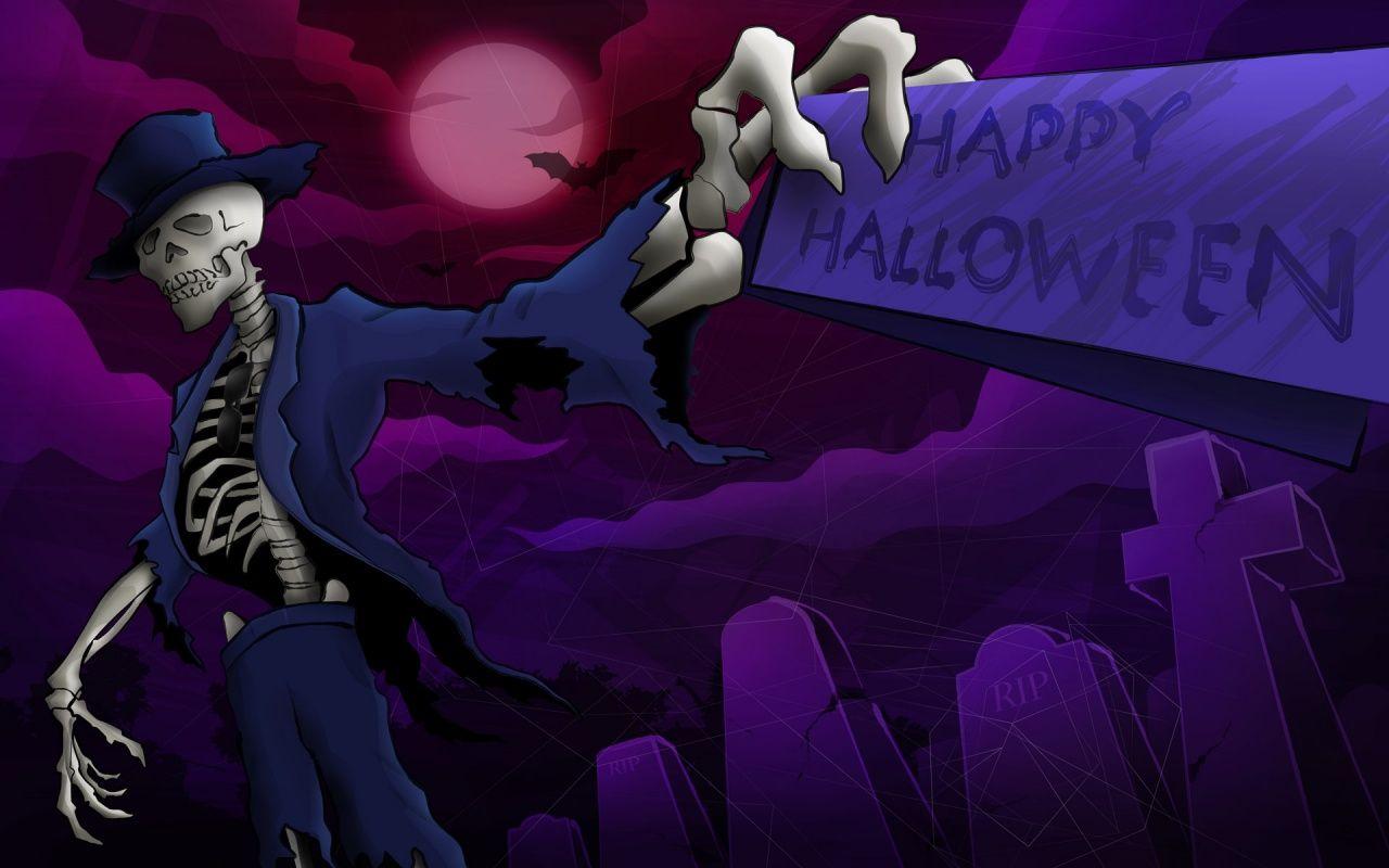 1280x800 Happy Halloween Skeleton Wallpaper