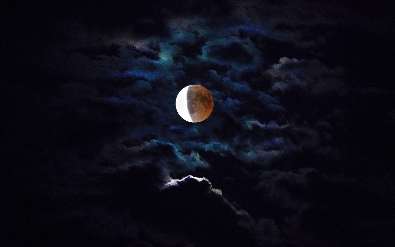 1280x800 Download Eclipse, blood moon, dark, clouds wallpaper, 1280x800