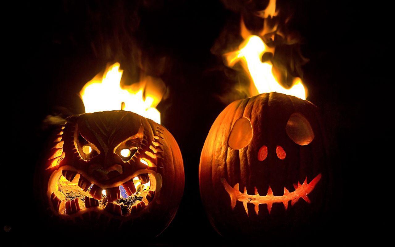 1280x800 Download wallpaper 1280x800 halloween, holiday, pumpkin, faces