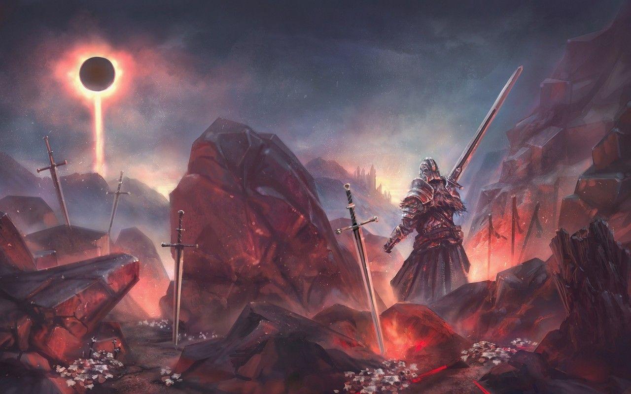 1280x800 Download 1280x800 Fantasy War, Eclipse, Swords, Battle, Warriors